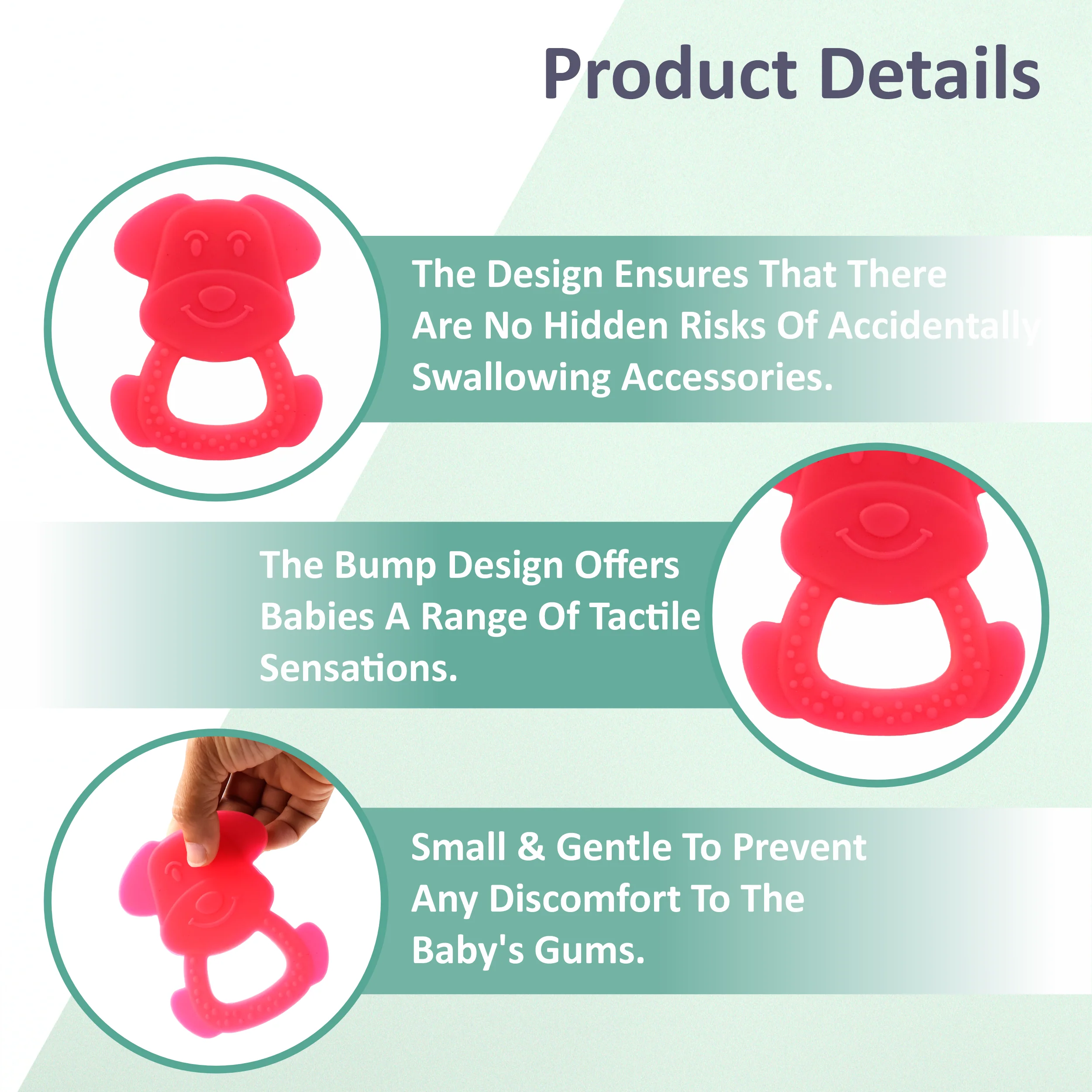 Chanak Dog Shape Teether for Babies 6-12 Months | BPA Free Food Grade Silicone Teething Toy – BIS Approved - Image 5