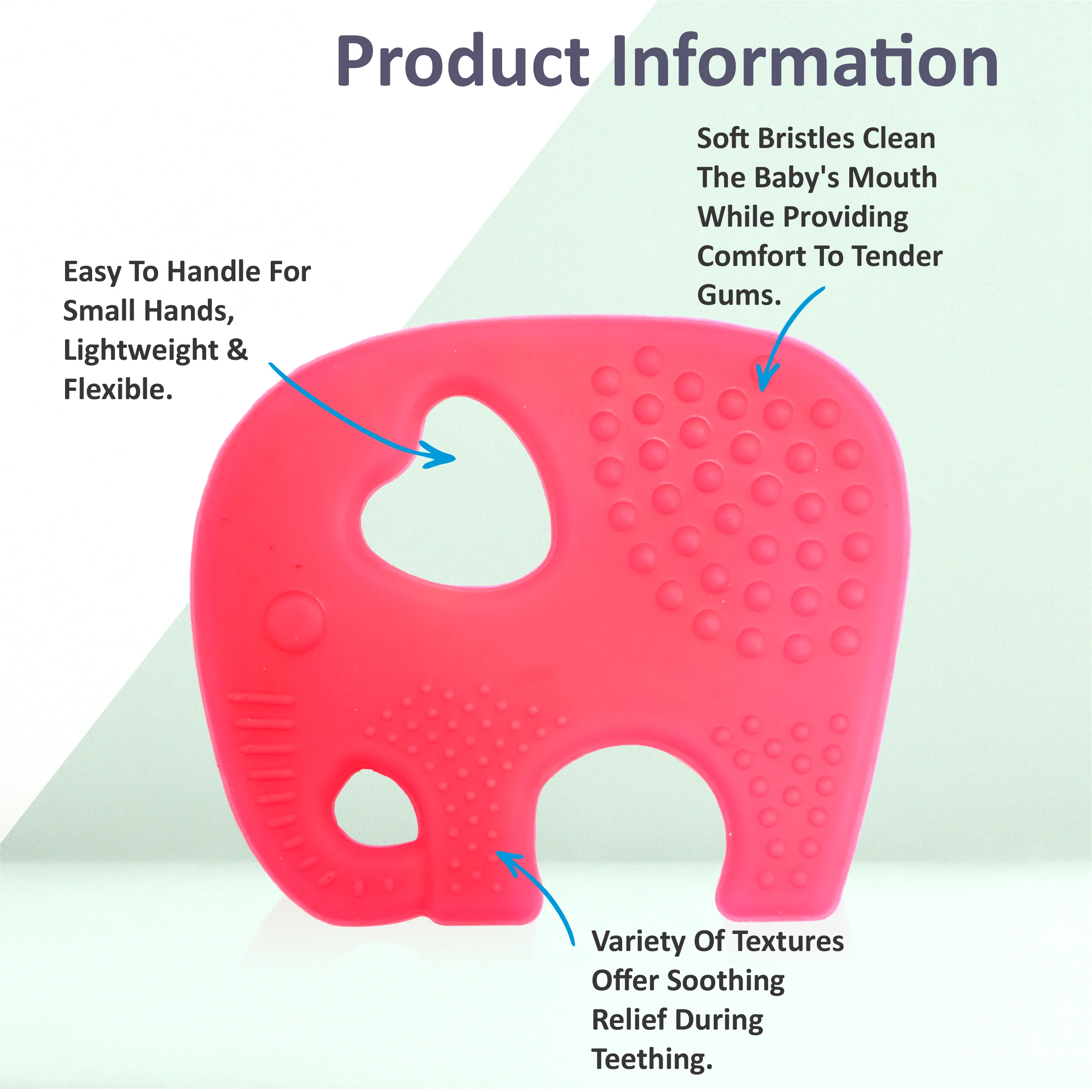 Chanak Elephant Teether for Babies 6-12 Months | BPA Free Food Grade Silicone Teething Toy – BIS Approved - Image 4