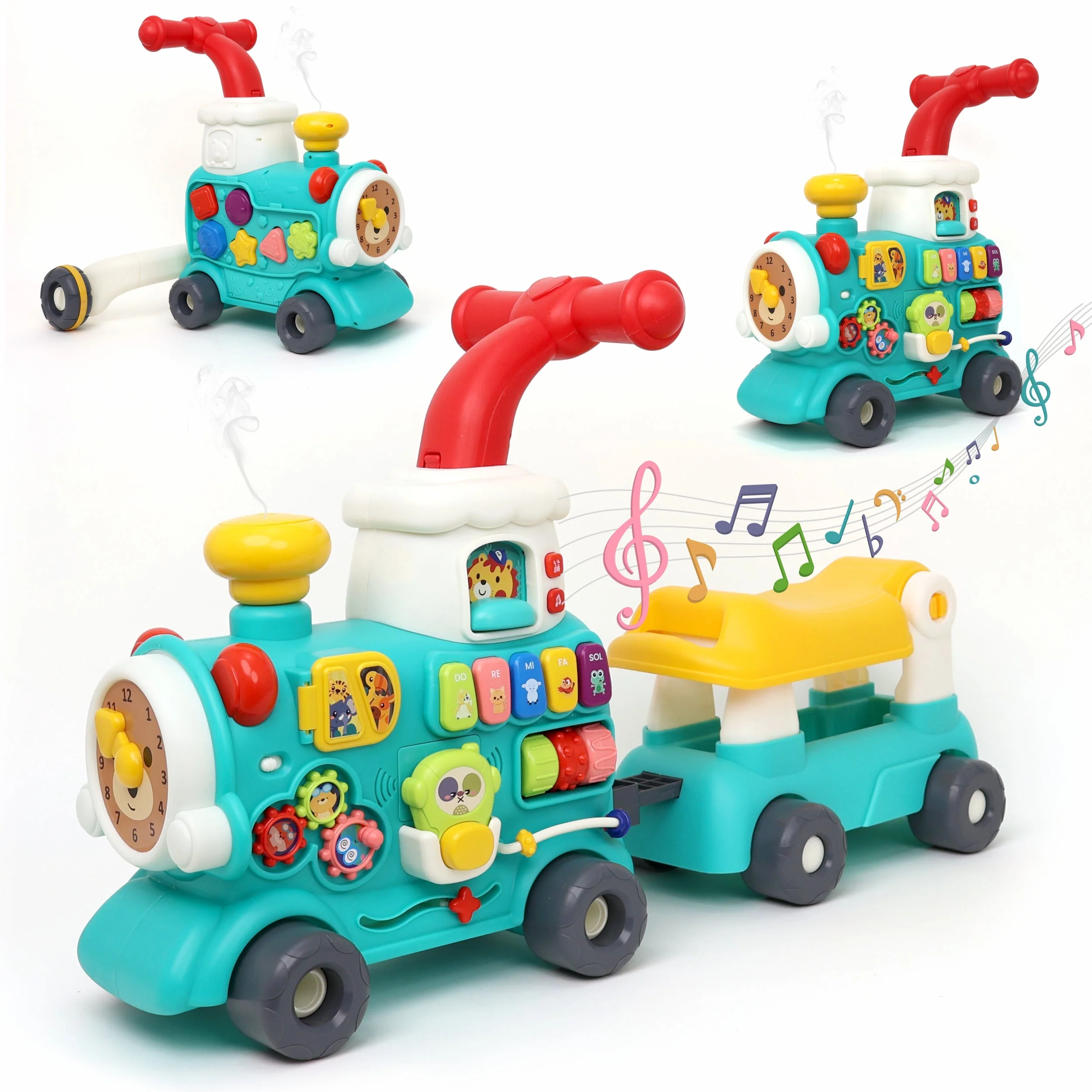 Chanak Tiny Train Baby Walker with Detachable Wagon for 9+ Months | 5-in-1 Activity Centre & Ride-On Toy