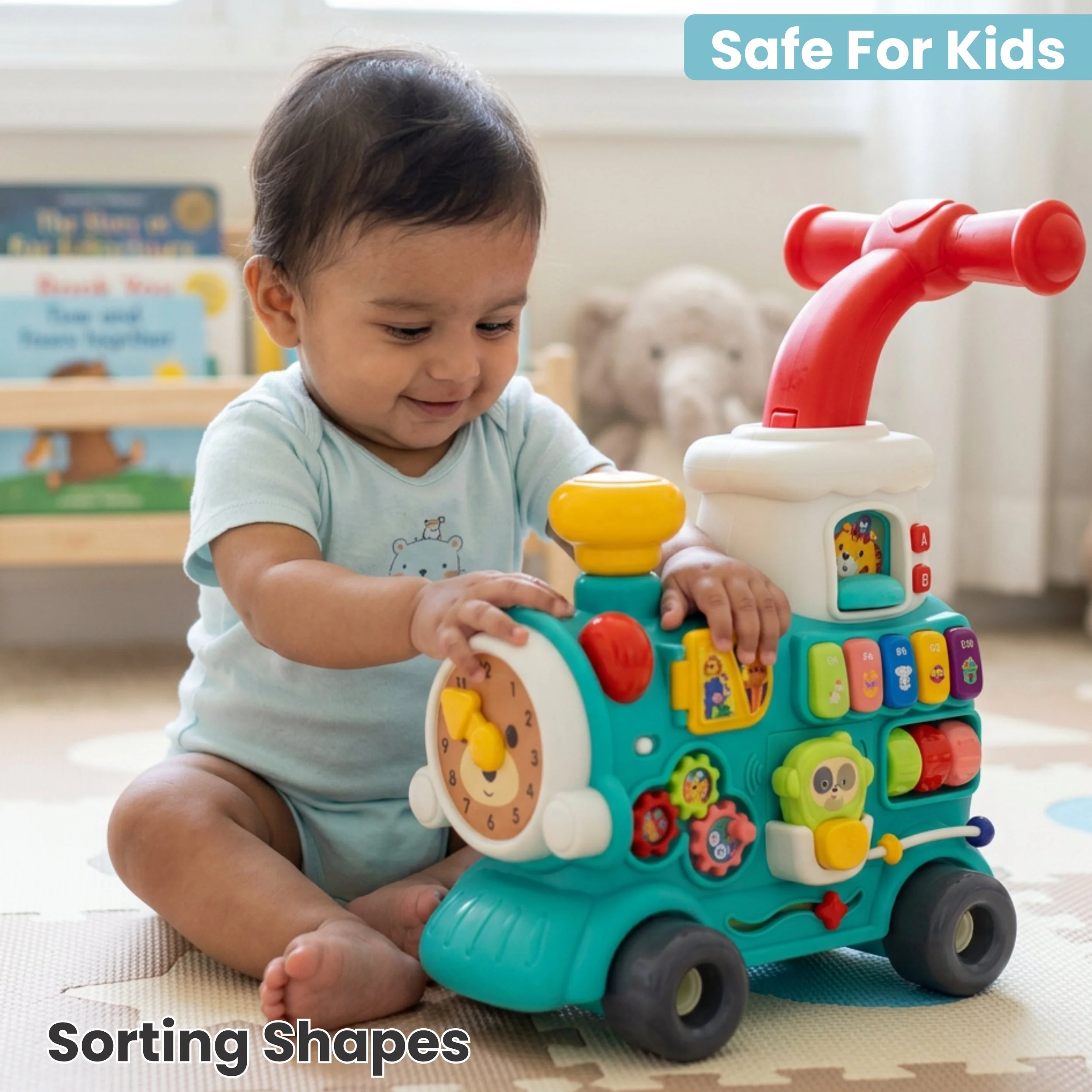 Chanak Tiny Train Baby Walker with Detachable Wagon for 9+ Months | 5-in-1 Activity Centre & Ride-On Toy - Image 10