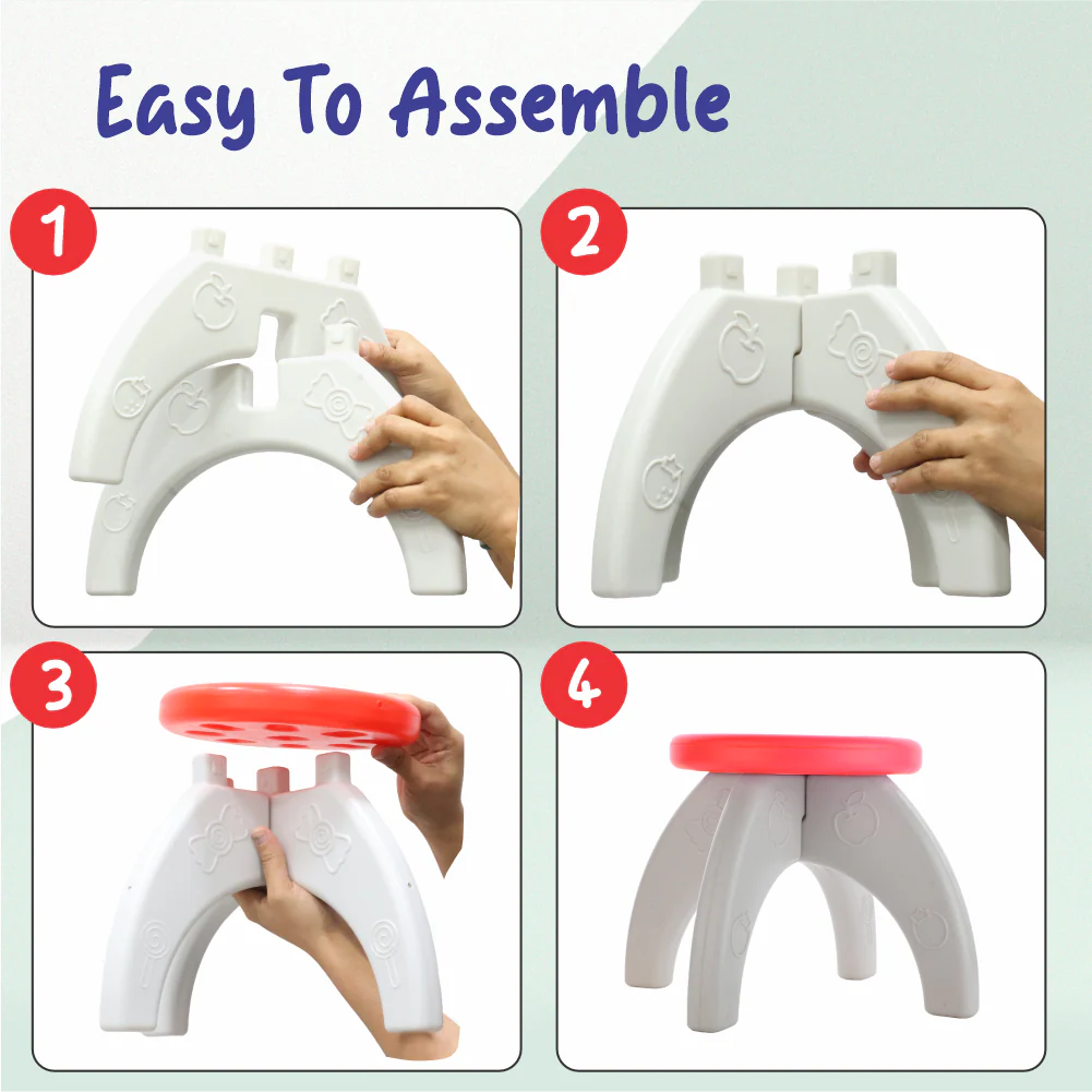 Chanak Baby Step Stool Chair for Kids | Durable HDPE Plastic Activity Seat – BIS Approved (Red) - Image 4