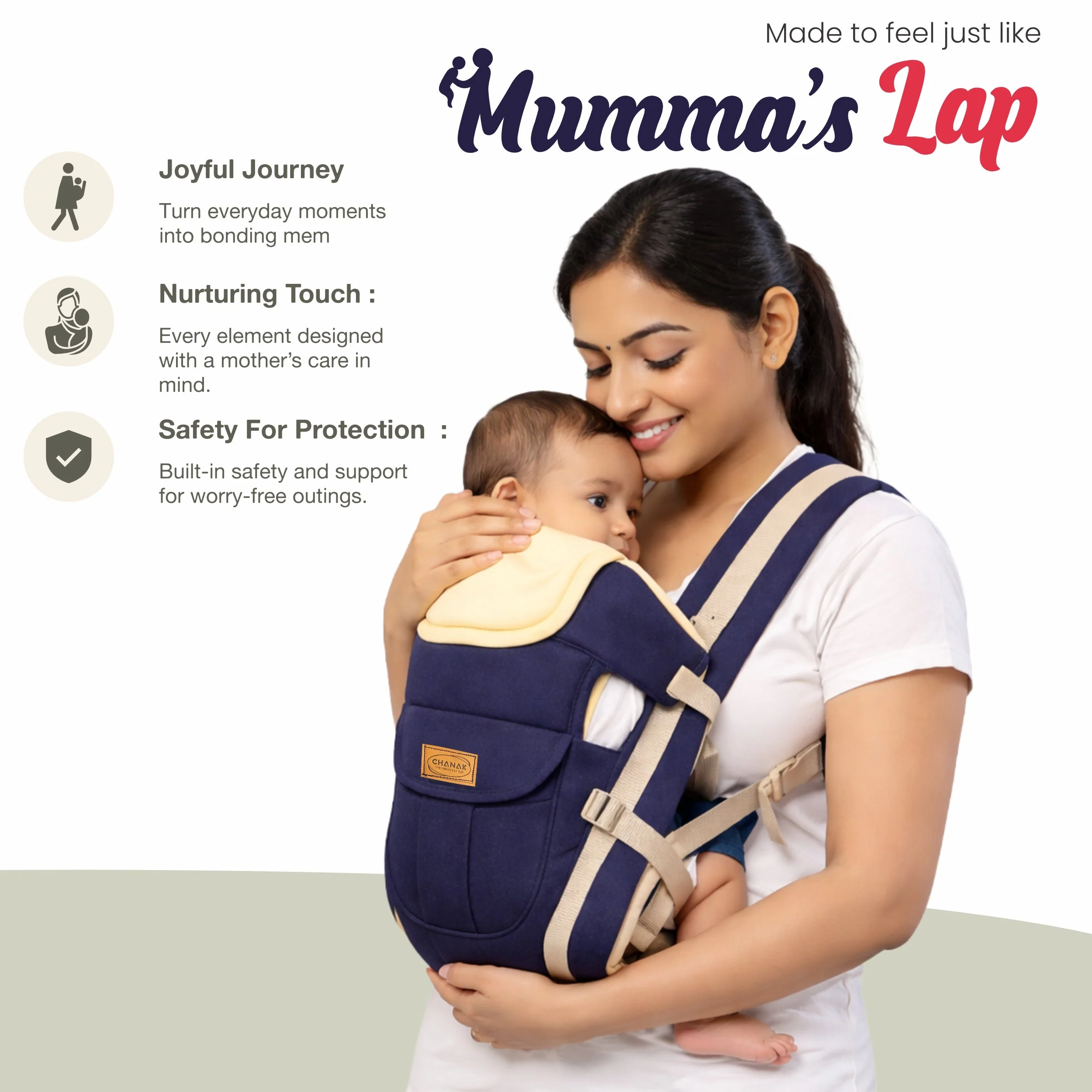 Chanak Baby Lap Carrier for Newborns 3+ Months | 4-in-1 Ergonomic Breathable Carrier up to 15kg – BIS Approved - Image 7