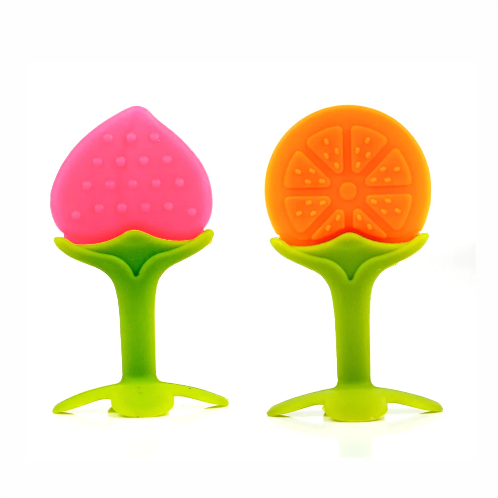 Chanak Silicone Fruit Teether for Babies 3+ Months | BPA Free Food Grade, Non-Toxic – BIS Approved (Orange & Pink)