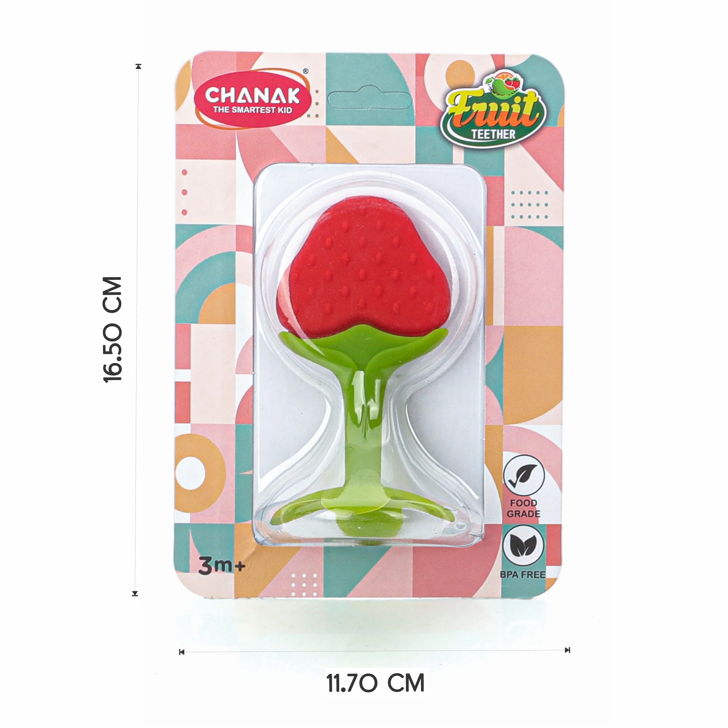 Chanak Silicone Fruit Teether for Babies 3+ Months | BPA Free Food Grade, Non-Toxic – BIS Approved (Pink & Red) - Image 4