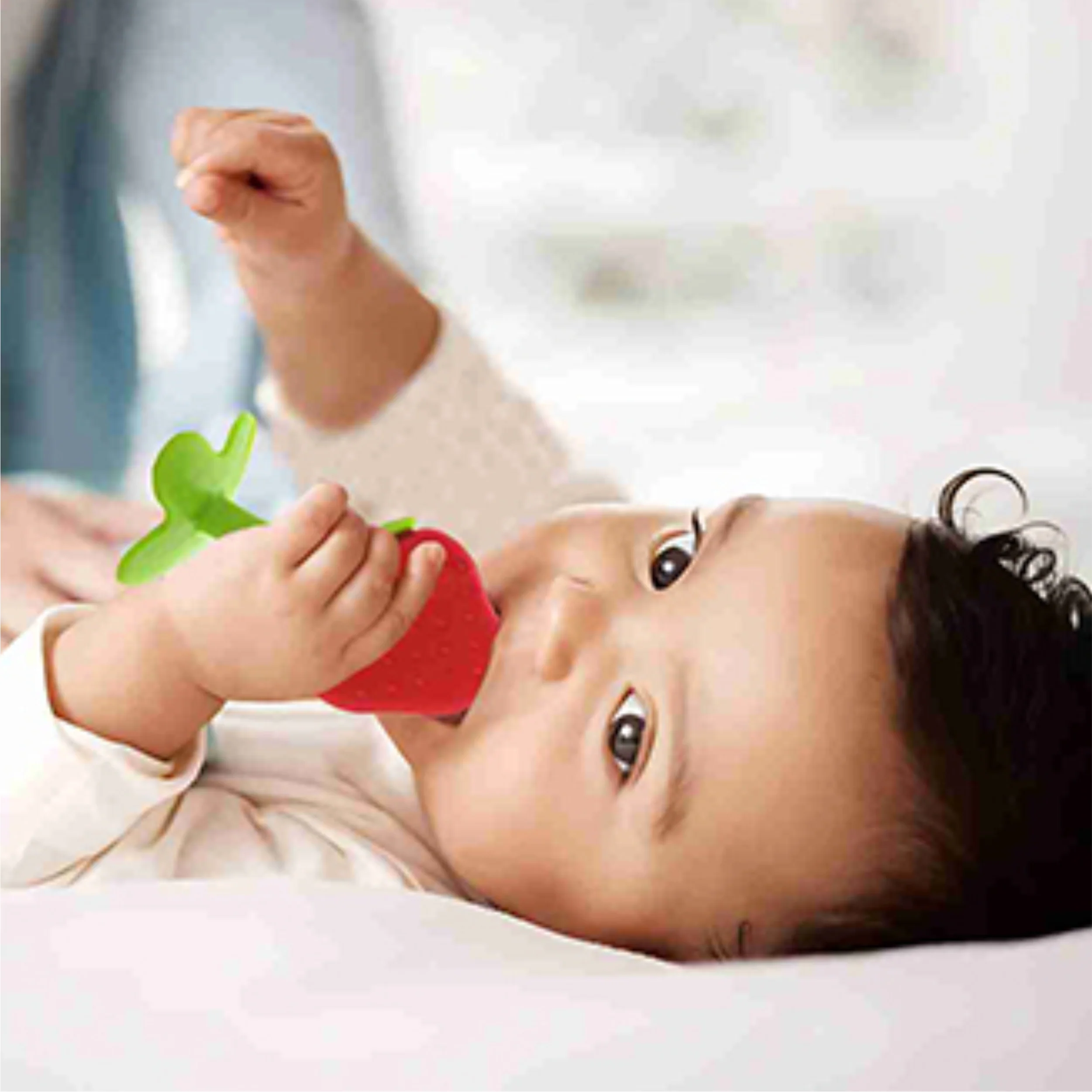 Chanak Silicone Fruit Teether for Babies 3+ Months | BPA Free Food Grade, Non-Toxic – BIS Approved (Pink & Red) - Image 5