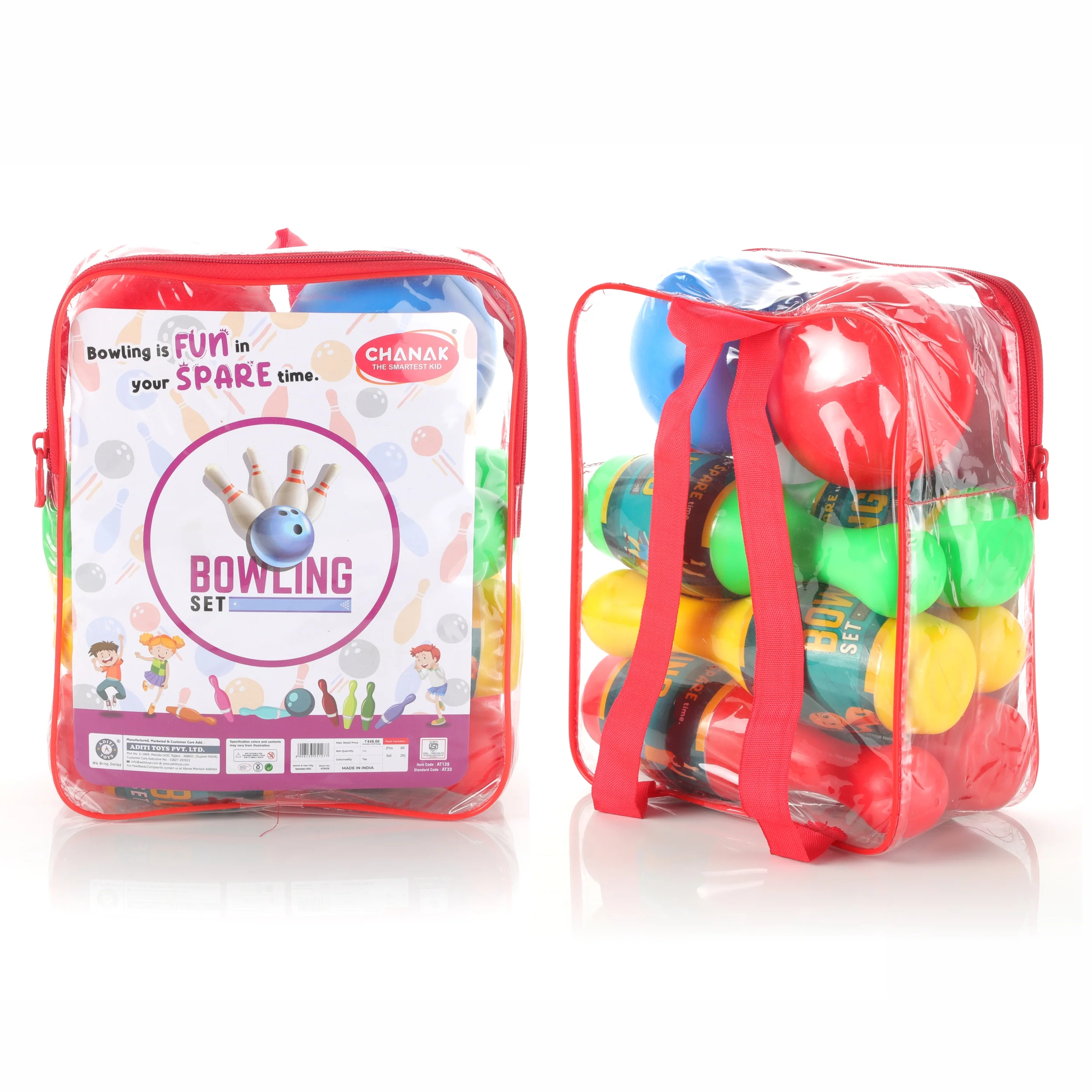 Chanak Bowling Game Set for Kids 3+ Years | 6 Pins & 2 Balls, Indoor & Outdoor Play – BIS Approved (PVC Pack) - Image 4