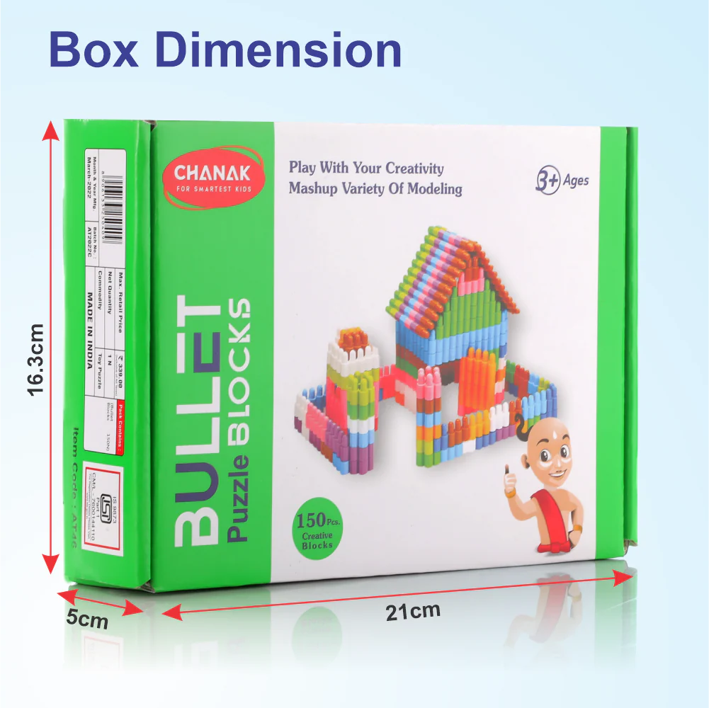 Chanak Bullet Puzzle Building Blocks for Kids 3+ Years | DIY Educational Creative Blocks – BIS Approved (150 pcs) - Image 4