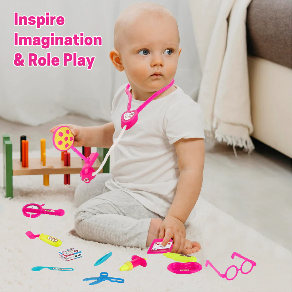 Chanak Doctor Kit for Kids 3+ Years | Pretend Play Set with Foldable Suitcase – BIS Approved (Pink) - Image 4