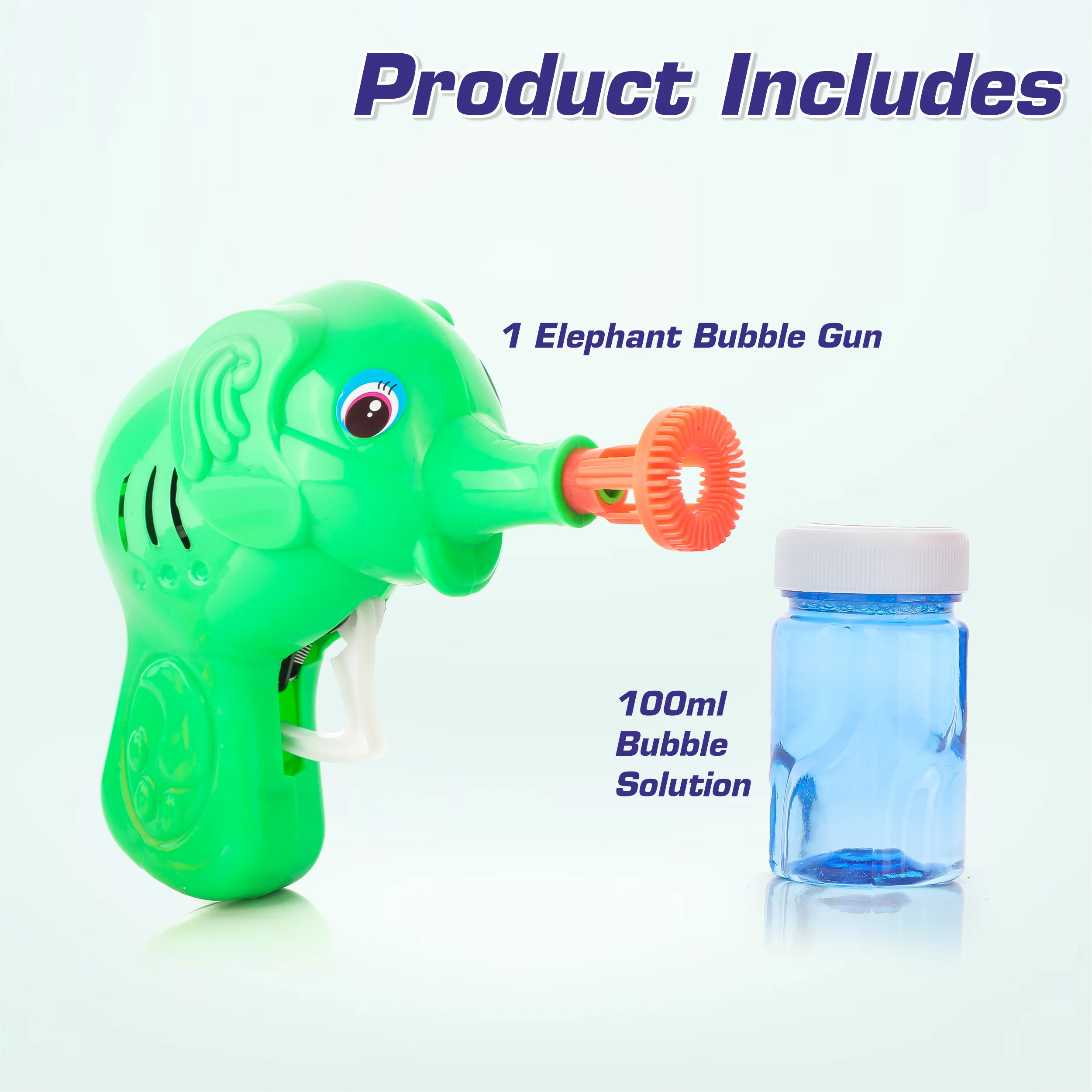 Chanak Elephant Bubble Gun Toy for Kids | Bubble Maker with 100ml Bubble Liquid – BIS Approved (Green) - Image 3