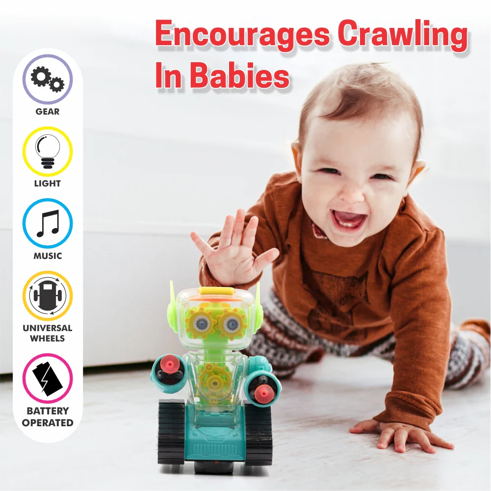 Chanak Gear Robot Car Toy for Kids | Transparent Electric Bump & Go with Sound & Light – BIS Approved (Blue) - Image 8