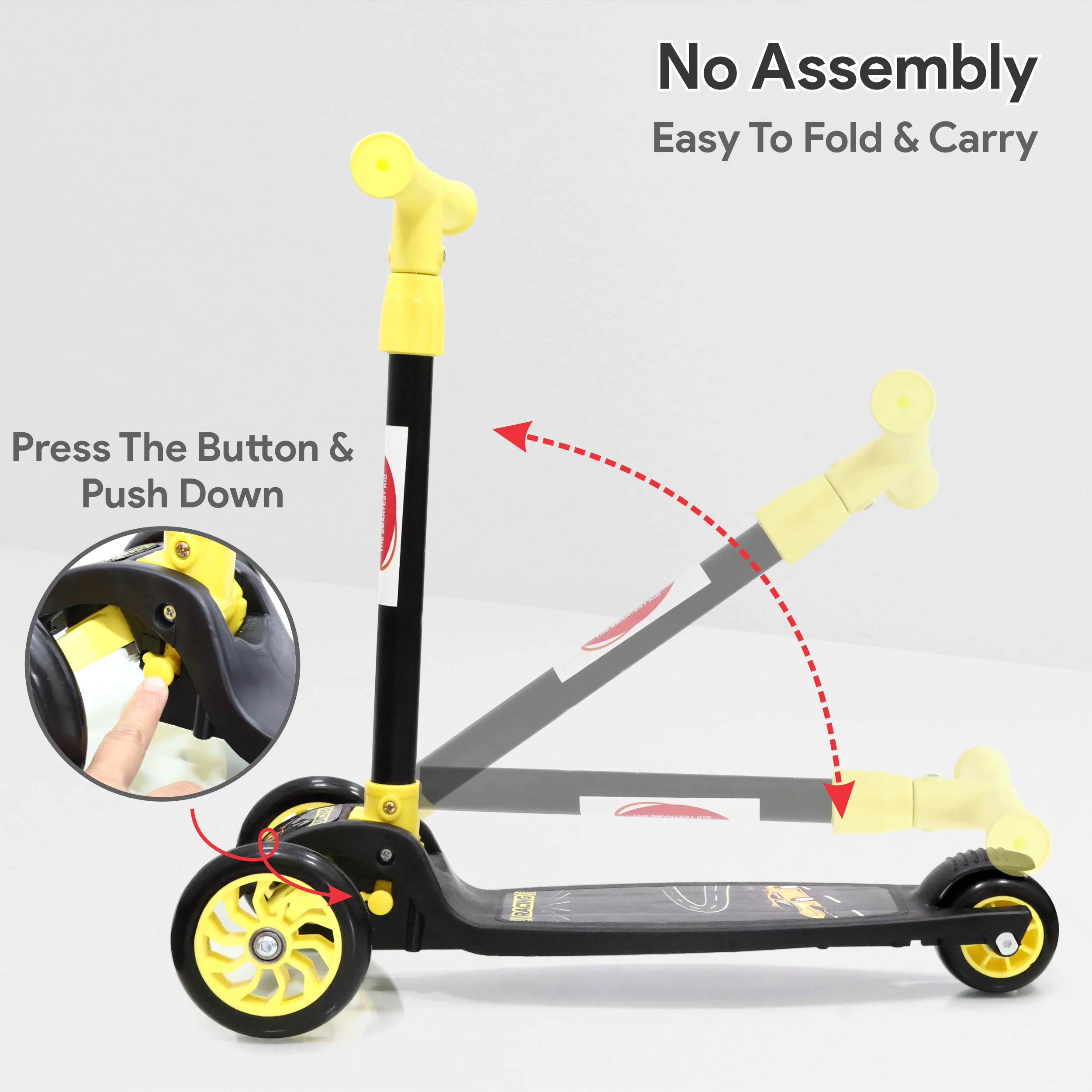 Chanak 3-Wheel Kick Scooter for Kids 5+ Years | Foldable, 4-Height Adjustable with Rear Brake – BIS Approved (Black) - Image 6