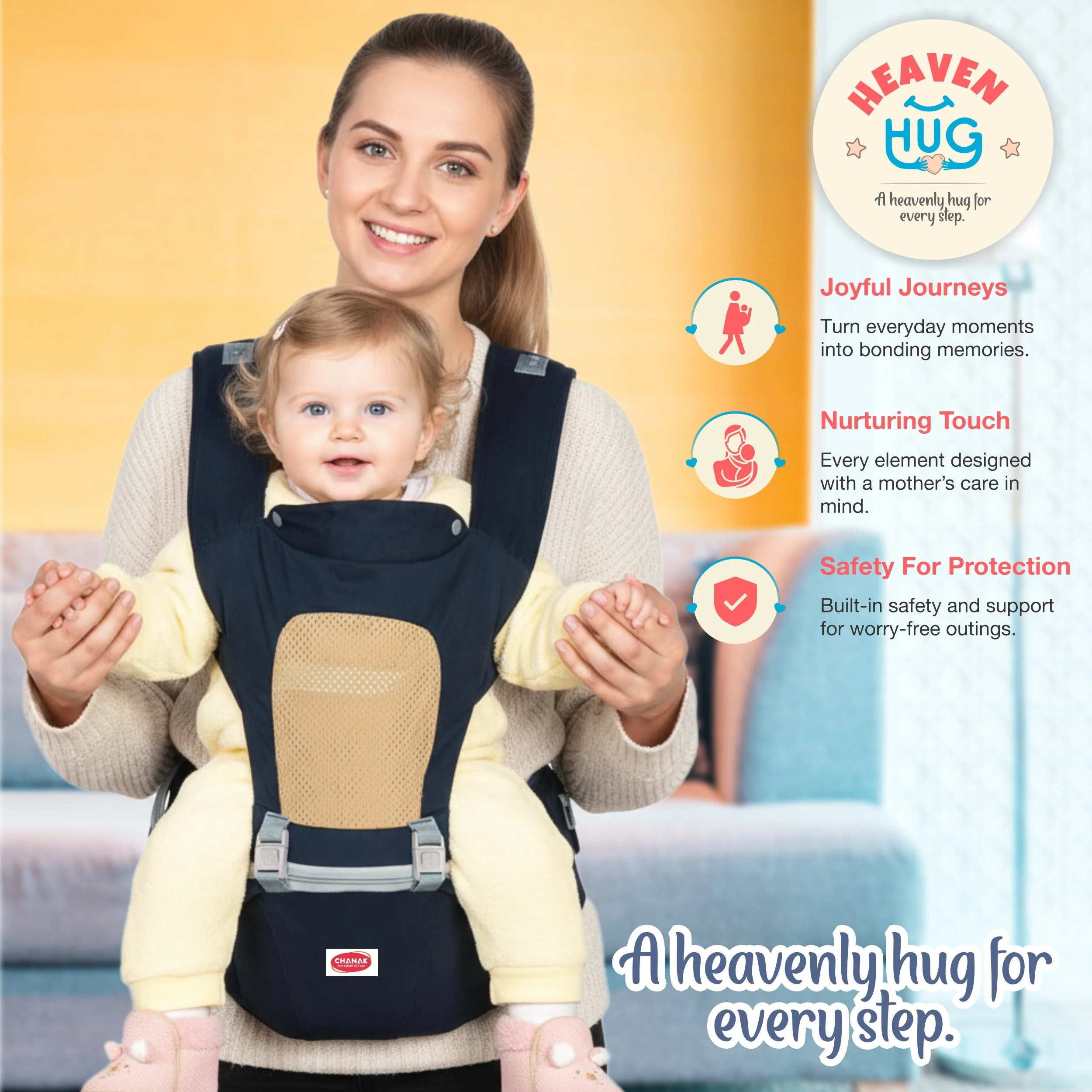 Chanak Baby Hip Seat Carrier for 4+ Months | 4-in-1 Ergonomic Breathable Carrier up to 15kg – BIS Approved - Image 4