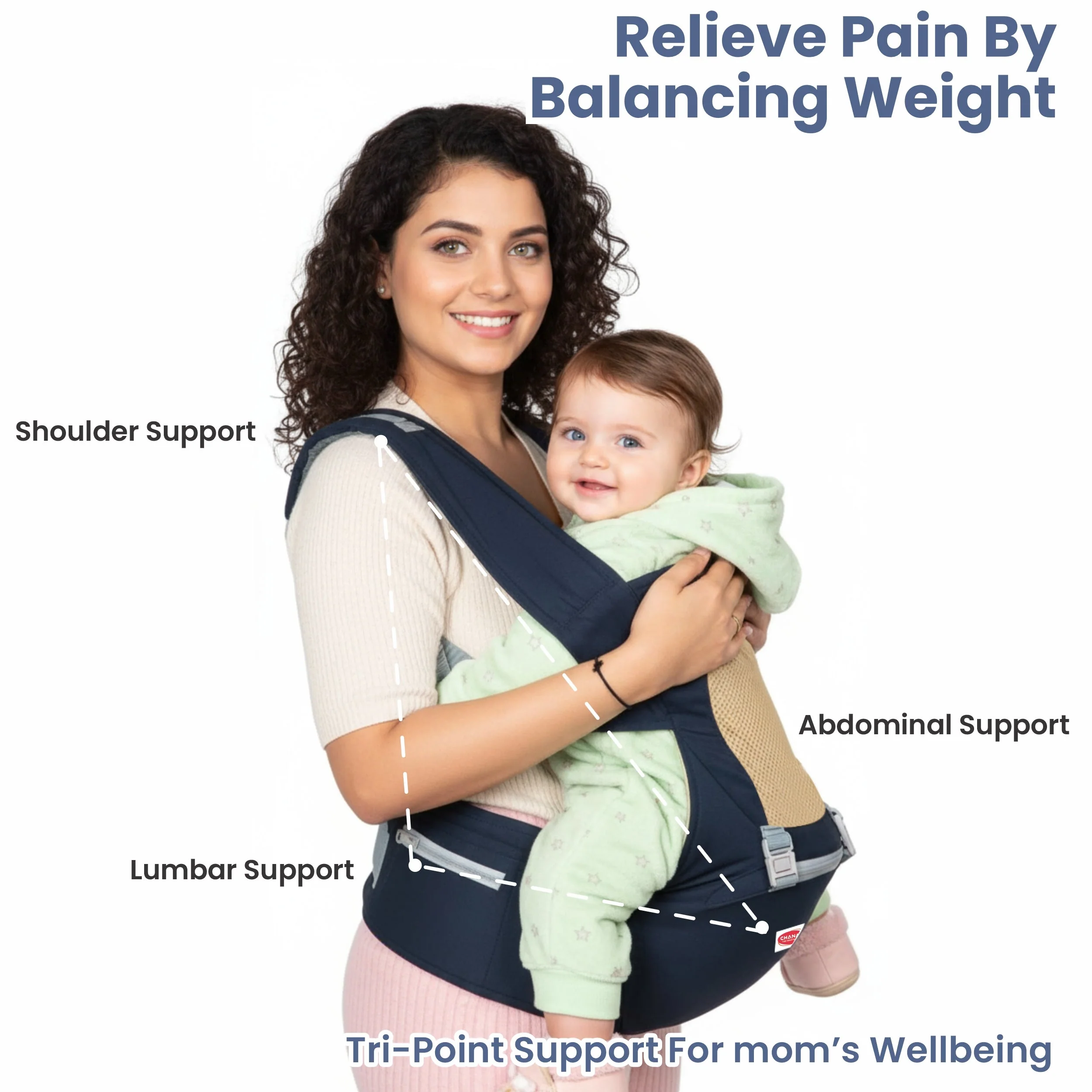 Chanak Baby Hip Seat Carrier for 4+ Months | 4-in-1 Ergonomic Breathable Carrier up to 15kg – BIS Approved - Image 7
