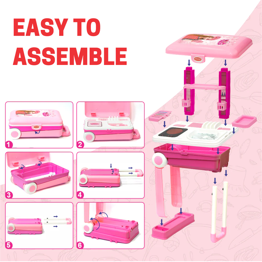 Chanak Kitchen Playset for Kids 3+ Years | 24 Pcs Pretend Play Cooking Set with Trolley on Wheels – BIS Approved - Image 8