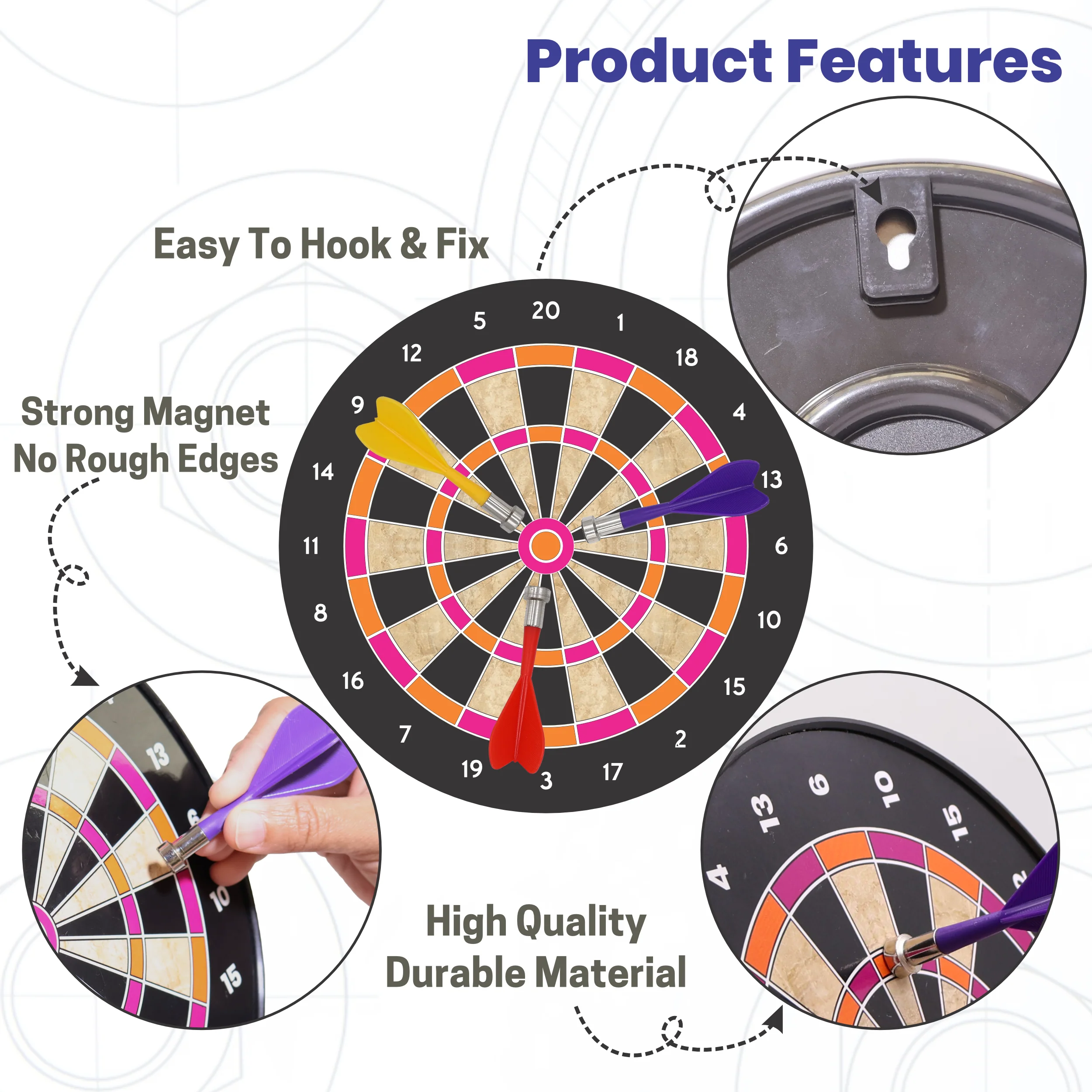Chanak Magnetic Dartboard for Kids 3+ Years | 3 Magnetic Darts, 8.8 Inch – BIS Approved - Image 5