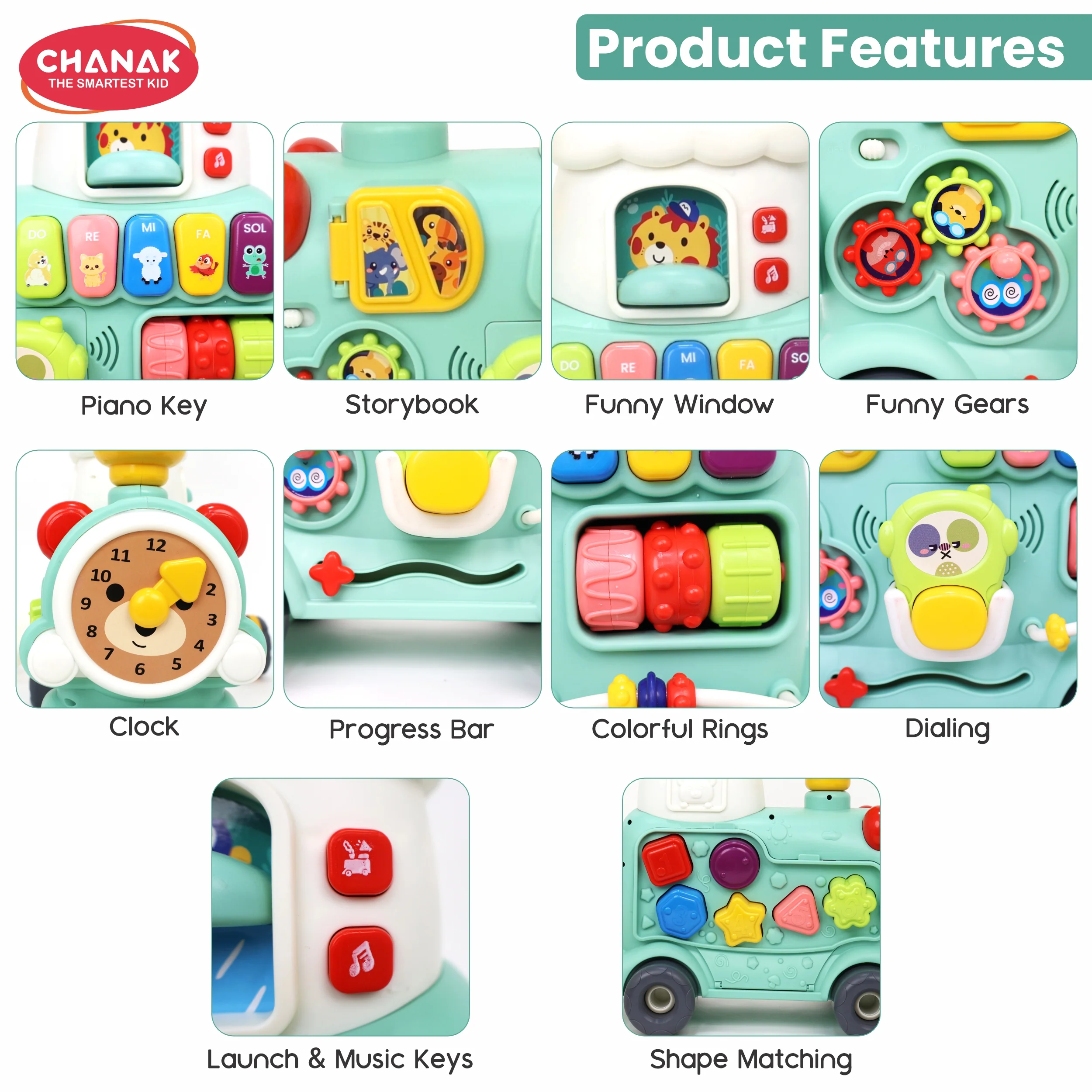 Chanak Tiny Train Baby Walker for 9+ Months | Activity Walker with Push Handle, Music & Learning Activities – Train Only - Image 4