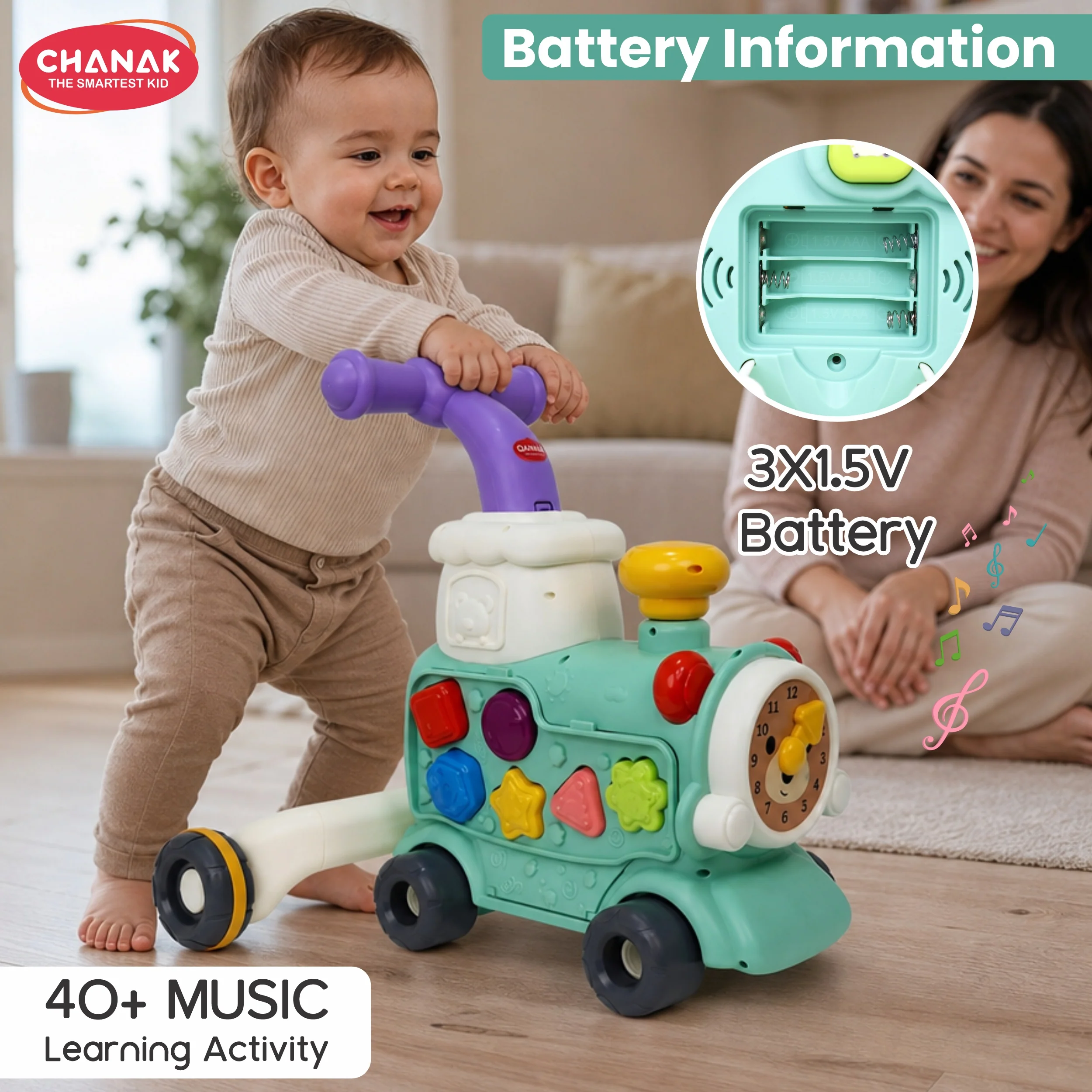 Chanak Tiny Train Baby Walker for 9+ Months | Activity Walker with Push Handle, Music & Learning Activities – Train Only - Image 7