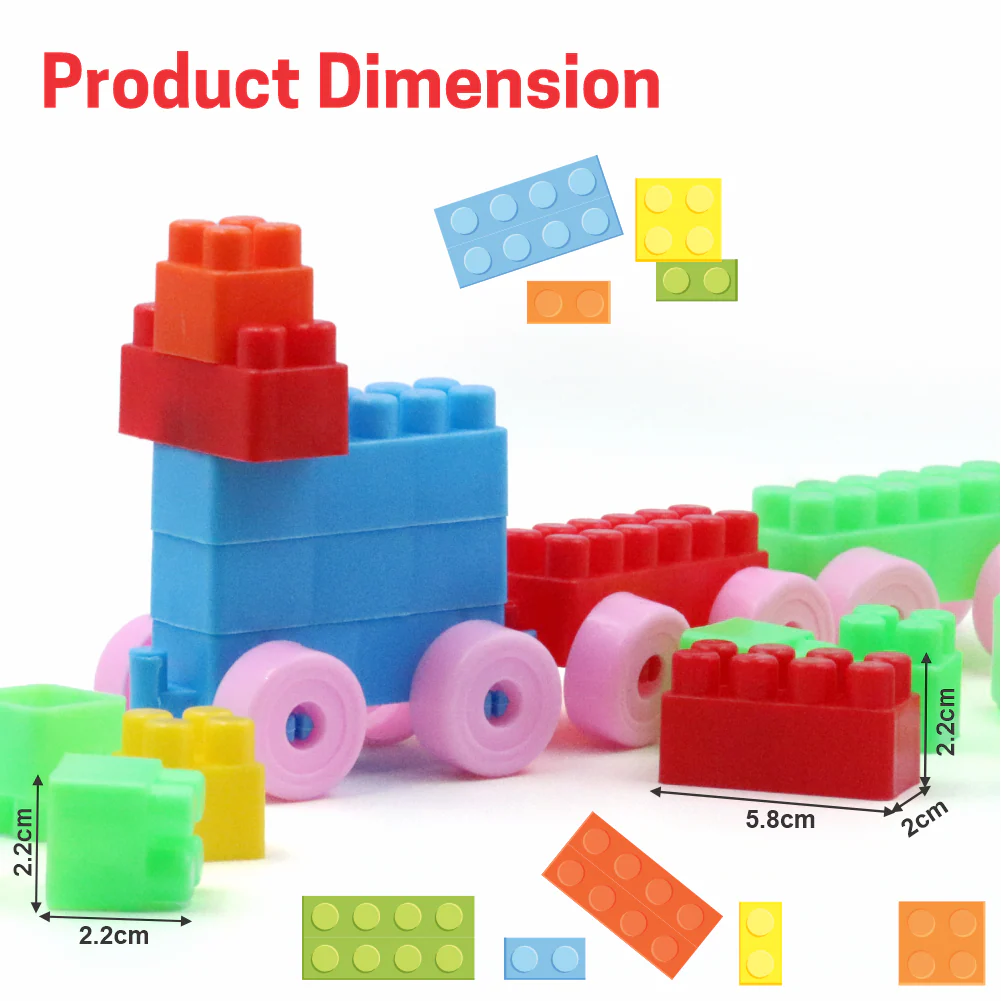 Chanak Building Blocks Set with Wheels for Kids 3+ Years | Construction Block Game – BIS Approved (105 pcs) - Image 3