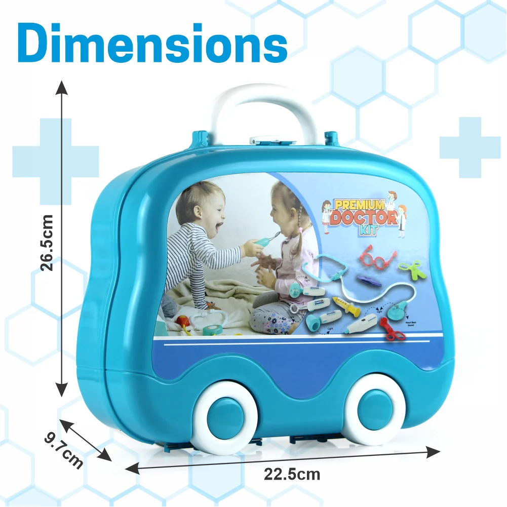Chanak Doctor Kit for Kids 3+ Years | 10 Pc LED Instrument Set with Suitcase – BIS Approved (Blue) - Image 7
