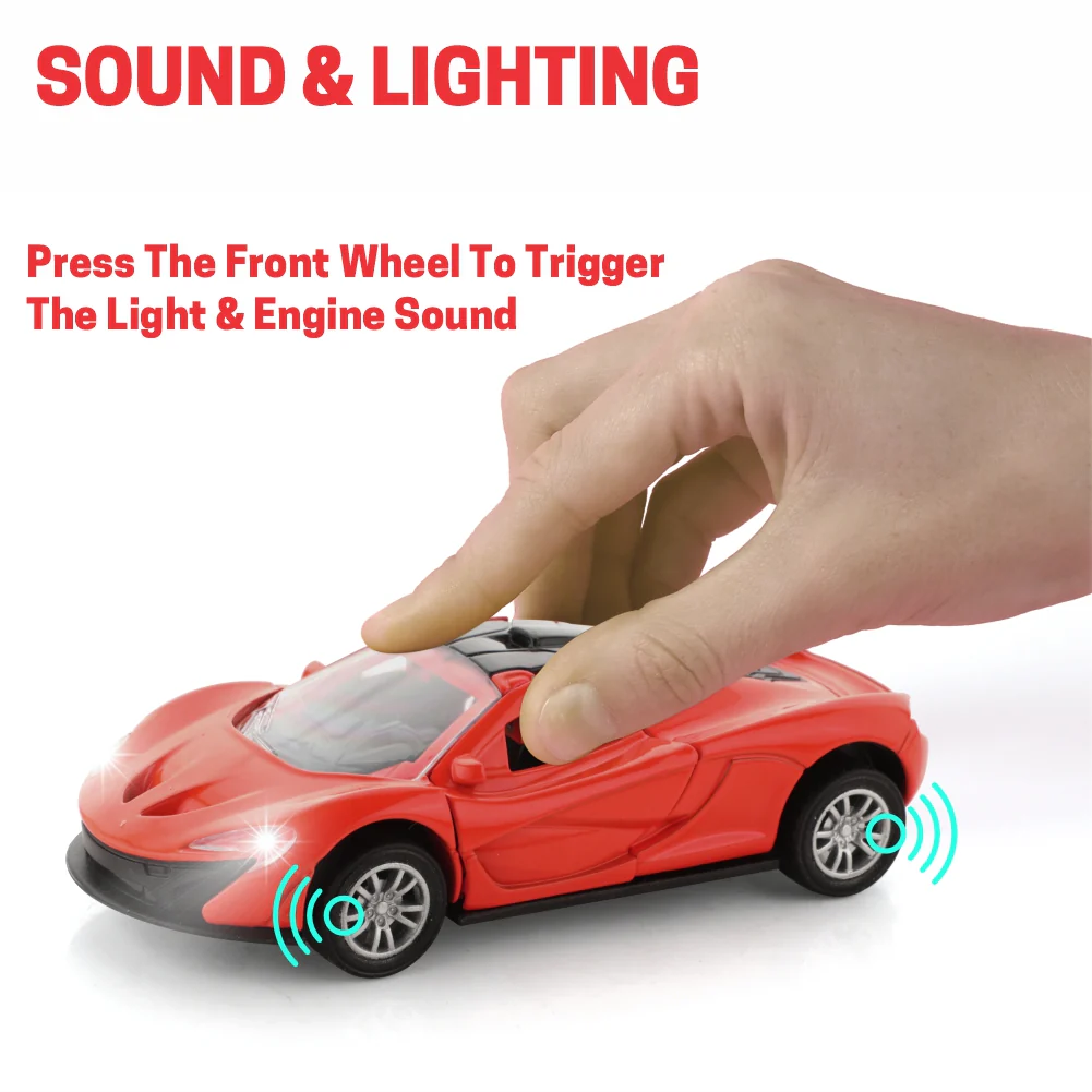 Chanak Die-Cast Metal Pull Back Car for Kids 3+ Years | LED Lights & Realistic Engine Sound – BIS Approved (Red) - Image 4