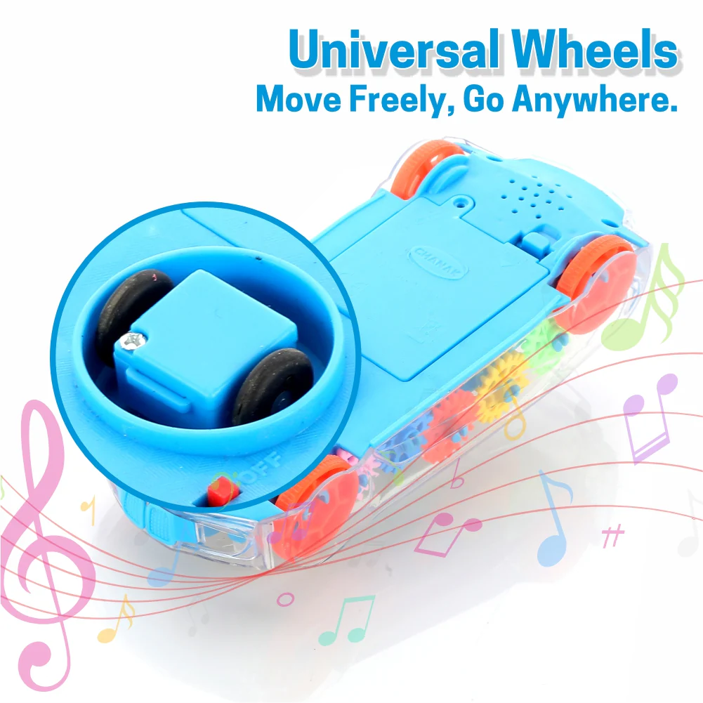 Chanak Transparent Gear Car Toy for Kids 3+ Years | 360° Rotation with Music & Lights – BIS Approved (Sky Blue) - Image 5