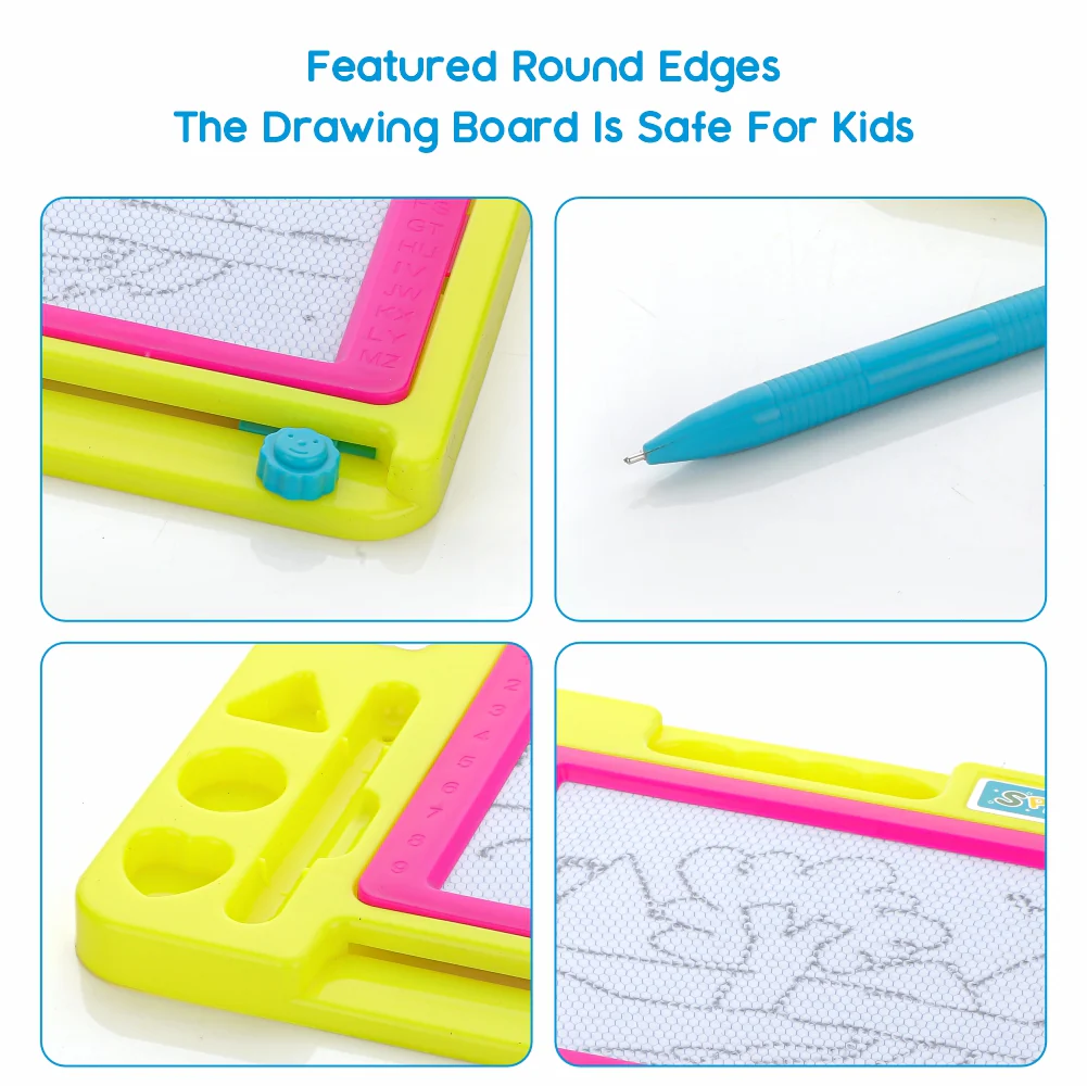 Chanak Magnetic Drawing Board for Kids 3+ Years | Writing & Drawing Slate with Pen and Stamps – BIS Approved (Yellow) - Image 6