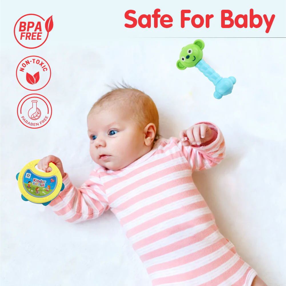Chanak Baby Rattle Set for 0-6 Months | 2 Pcs Non-Toxic BPA Free Sensory Toy – BIS Approved - Image 6
