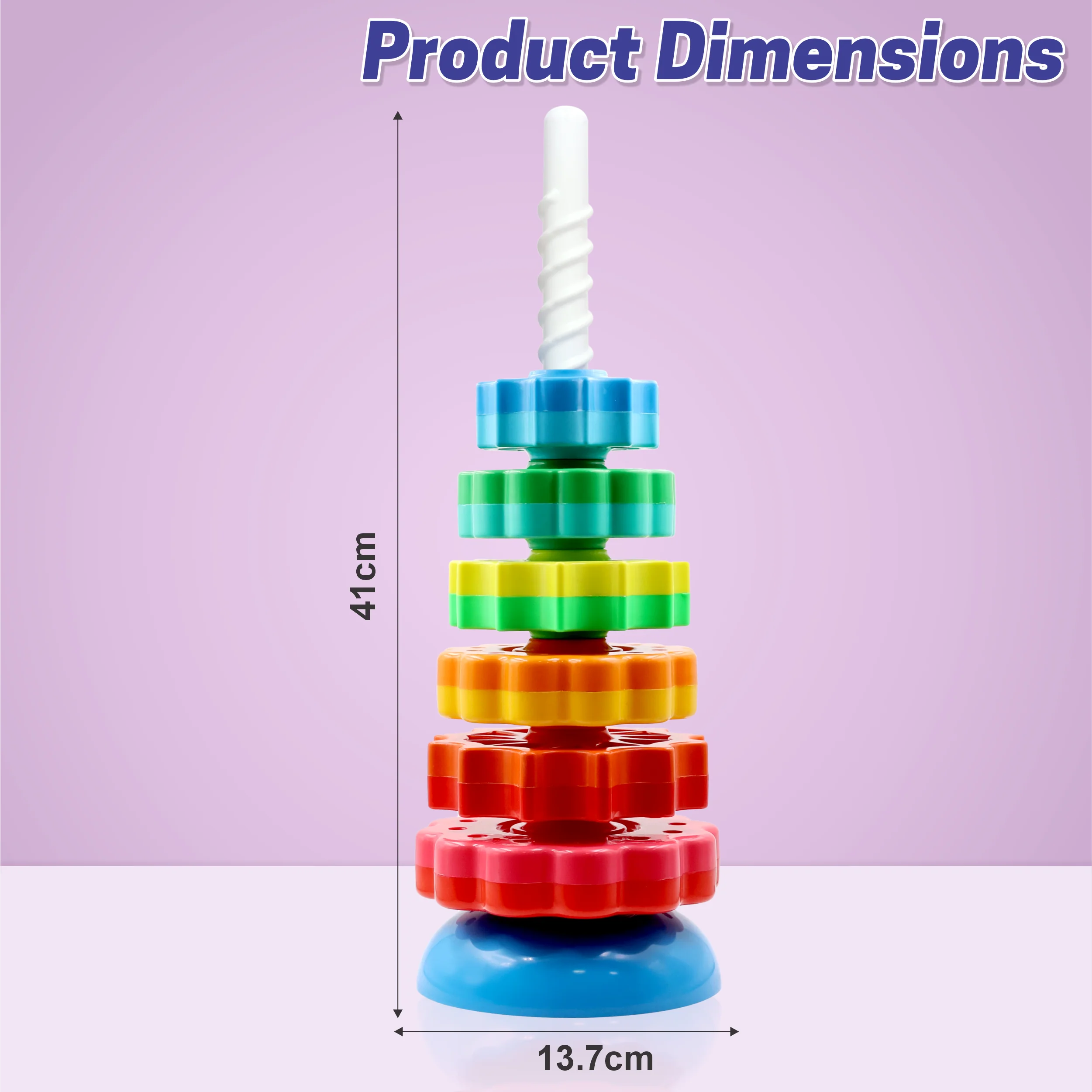 Chanak Spinning Stacking Tower Toy for Kids 1+ Year | Rainbow Spin Tower, BPA Free Non-Toxic – BIS Approved - Image 3