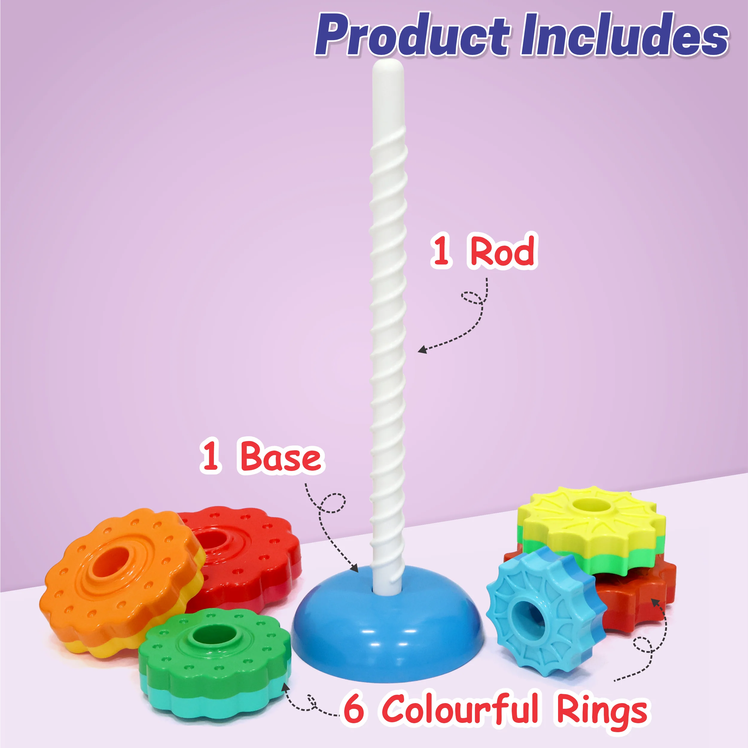 Chanak Spinning Stacking Tower Toy for Kids 1+ Year | Rainbow Spin Tower, BPA Free Non-Toxic – BIS Approved - Image 4