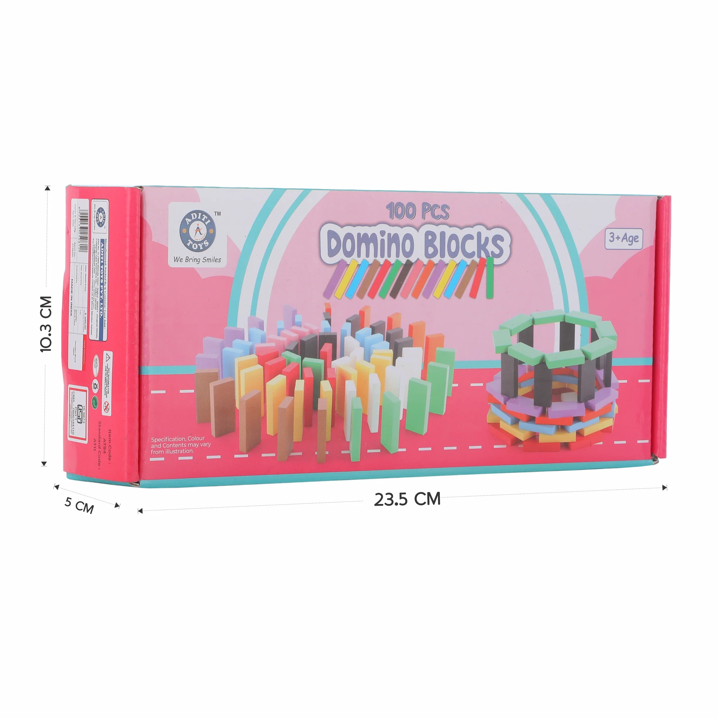 Chanak Wooden Domino Blocks for Kids 3+ Years | 100 Pcs Colourful Stacking Building Blocks – BIS Approved - Image 3