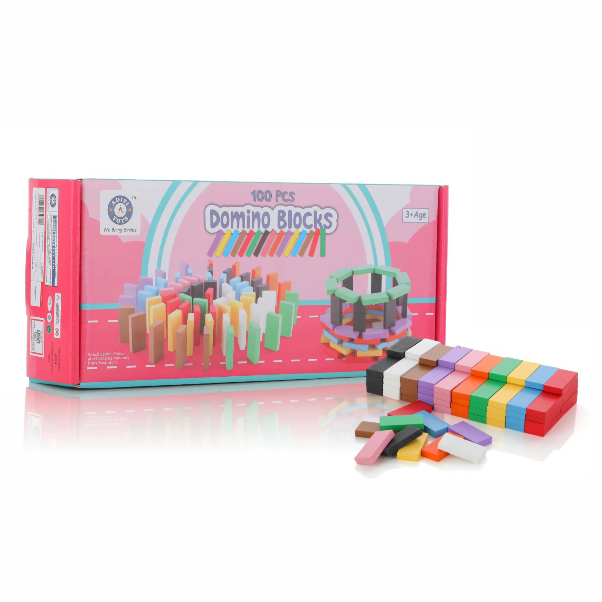 Chanak Wooden Domino Blocks for Kids 3+ Years | 100 Pcs Colourful Stacking Building Blocks – BIS Approved - Image 4