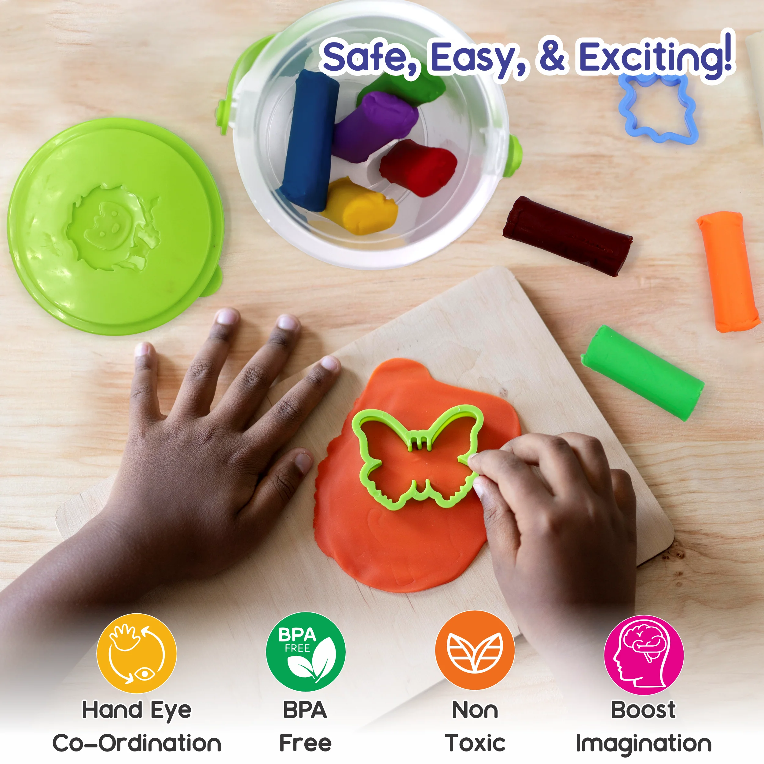 Chanak Clay Dough Bucket for Kids 3+ Years | Pack of 2 with 20 Colourful Non-Toxic Clay & Sculpting Tools – BIS Approved - Image 7