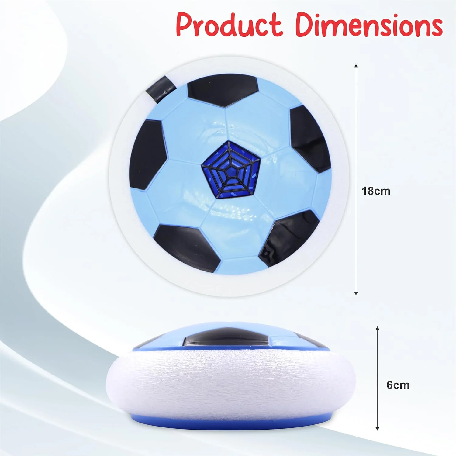 Chanak Hover Soccer Ball for Kids 3+ Years | LED Light-Up Floating Air Football with Foam Bumper – BIS Approved (Blue) - Image 3