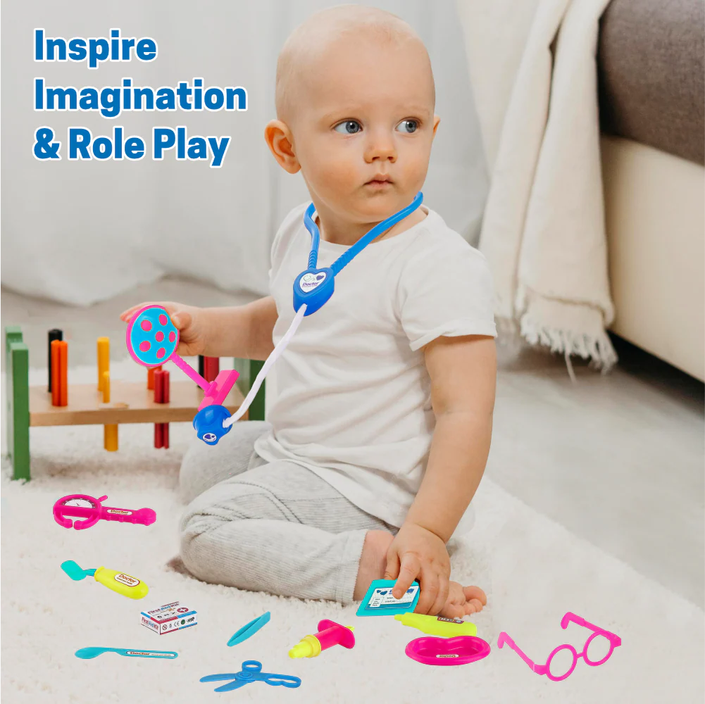 Chanak Doctor Kit for Kids 3+ Years | Pretend Play Set with Foldable Suitcase – BIS Approved (Blue) - Image 5
