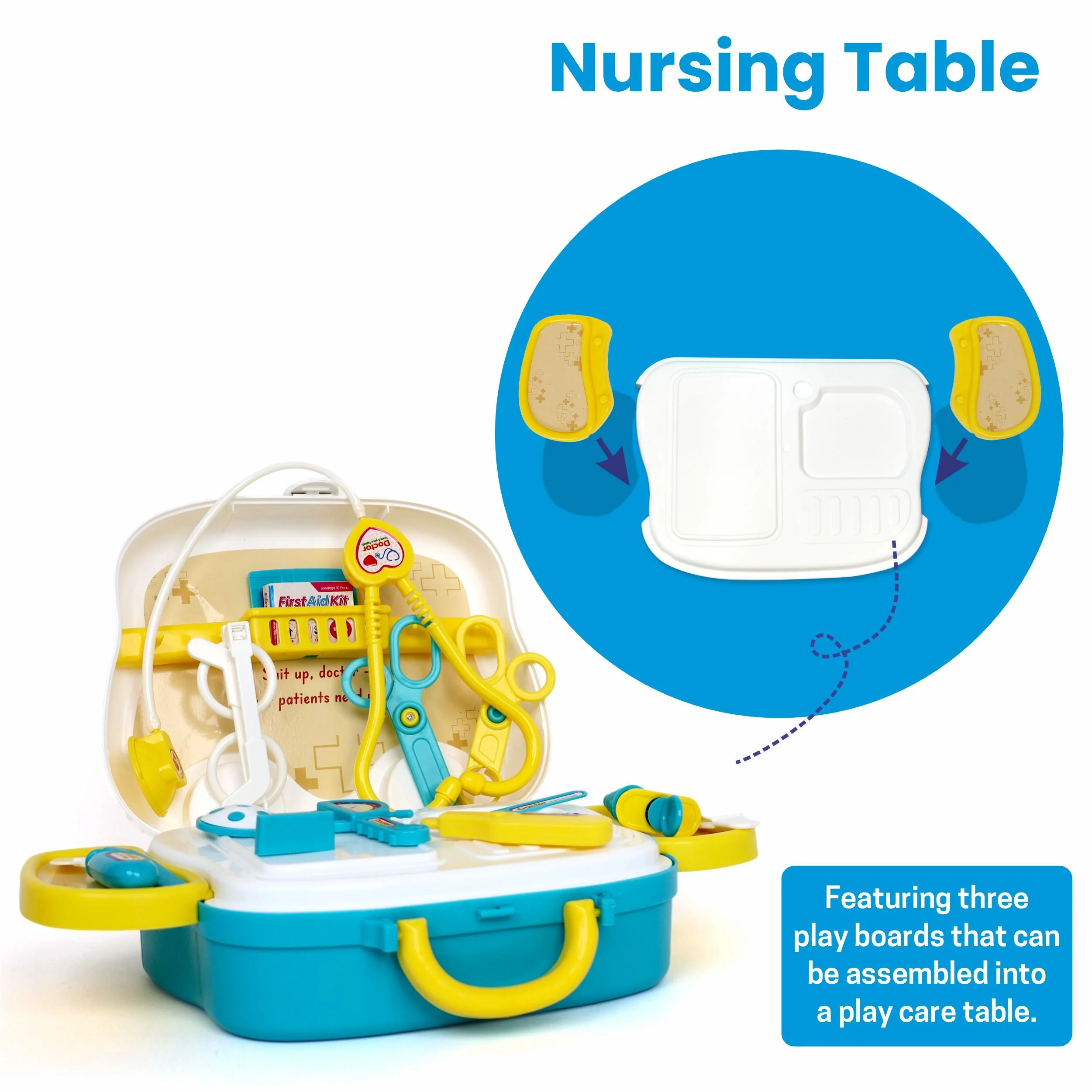 Chanak Doctor Kit for Kids | 15 Pc Pretend Play Set with Foldable Suitcase – BIS Approved (Blue & White) - Image 4