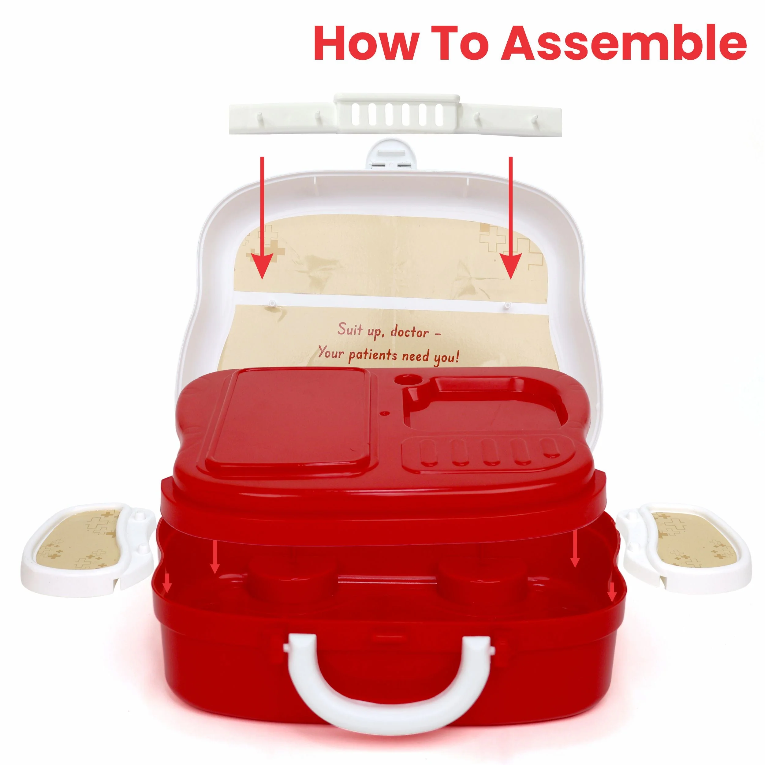 Chanak Doctor Kit for Kids | 15 Pc Pretend Play Set with Foldable Suitcase – BIS Approved (Red & White) - Image 5