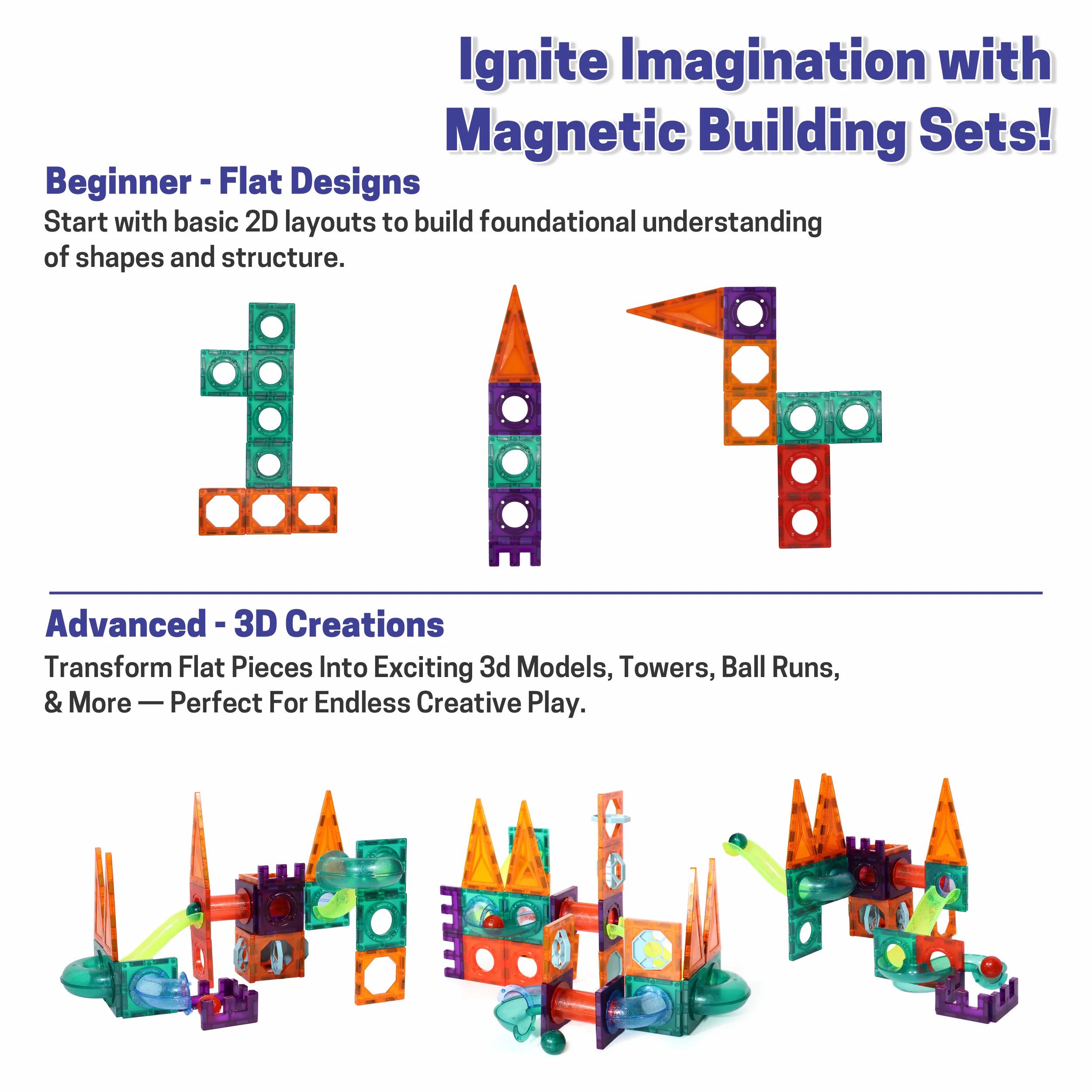Chanak Magnetic Tiles Building Set for Kids 3+ Years | 28 Pcs STEM Toy with Marble Run, Slides & Balls – BIS Approved - Image 6