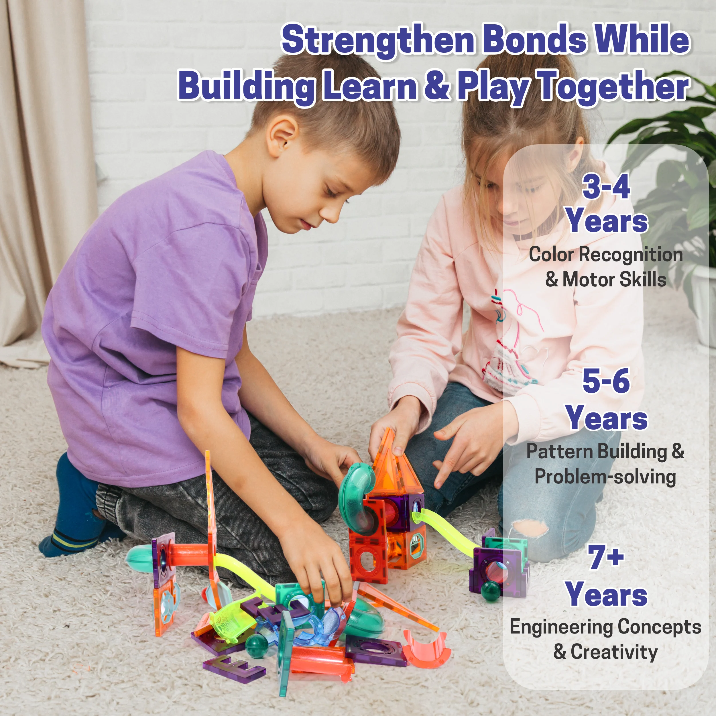 Chanak Magnetic Tiles Building Set for Kids 3+ Years | 28 Pcs STEM Toy with Marble Run, Slides & Balls – BIS Approved - Image 9