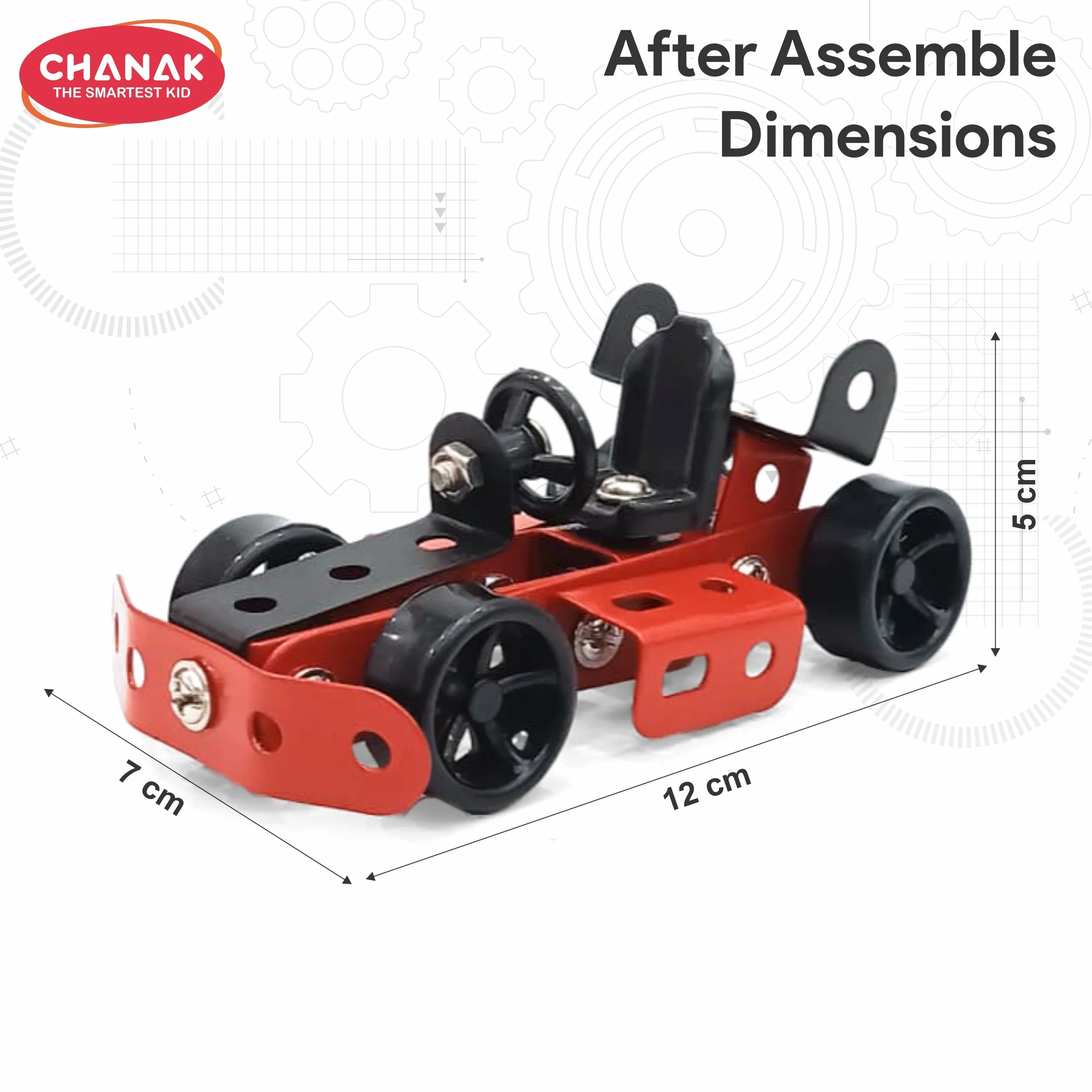 Chanak 50 Pcs STEM Mechanical Vehicle Building Kit for Kids 8+ Years | Engineering Construction Set with Tools – BIS Approved - Image 3