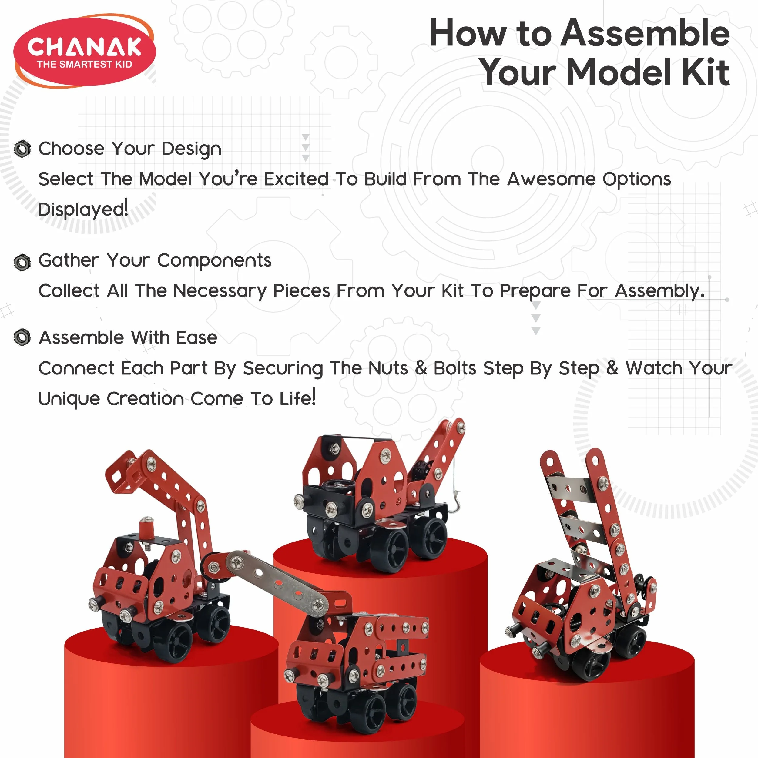 Chanak 134 Pcs STEM Construction Vehicle Building Kit for Kids 8+ Years | Engineering Assembly Set with Tools – BIS Approved - Image 5