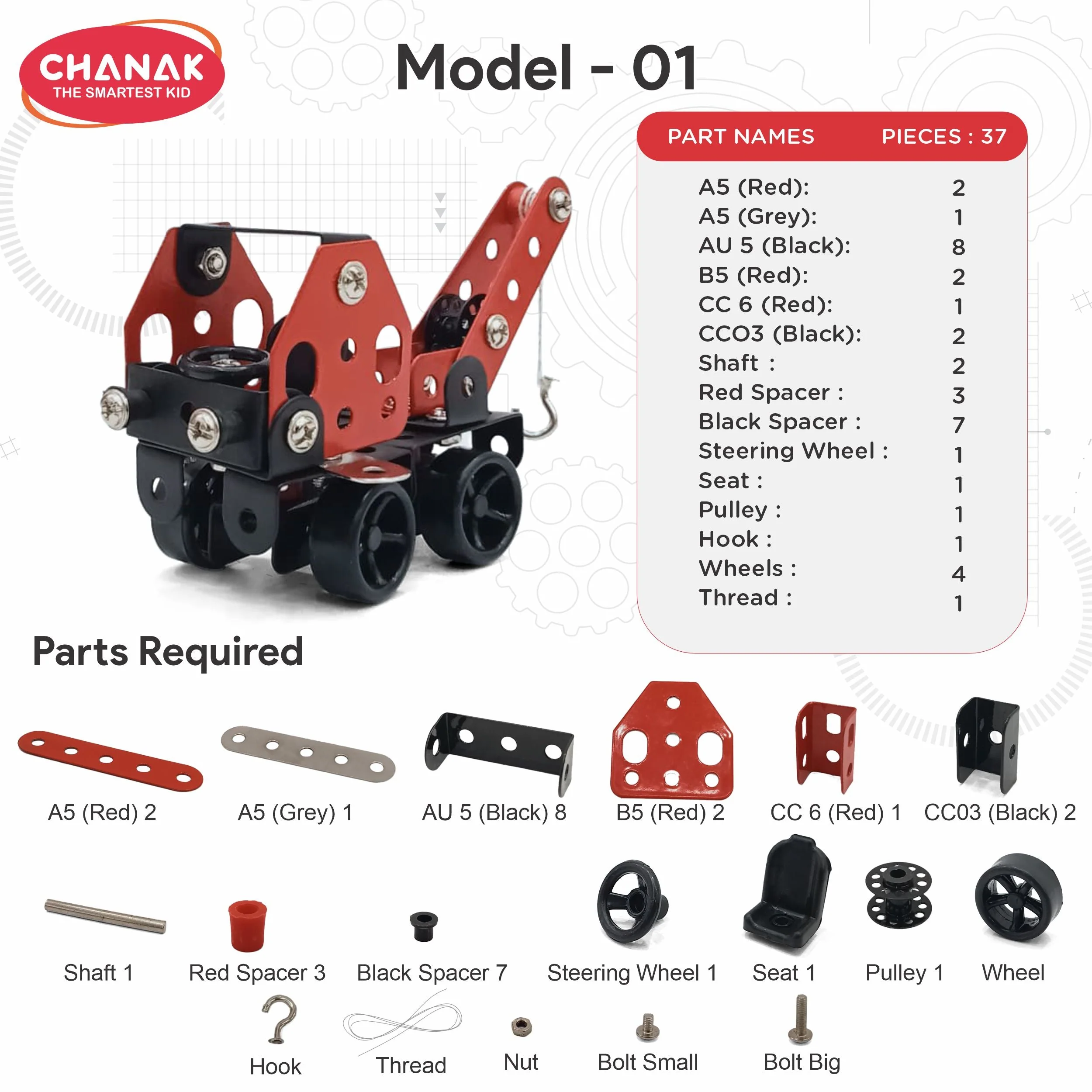 Chanak 134 Pcs STEM Construction Vehicle Building Kit for Kids 8+ Years | Engineering Assembly Set with Tools – BIS Approved - Image 6