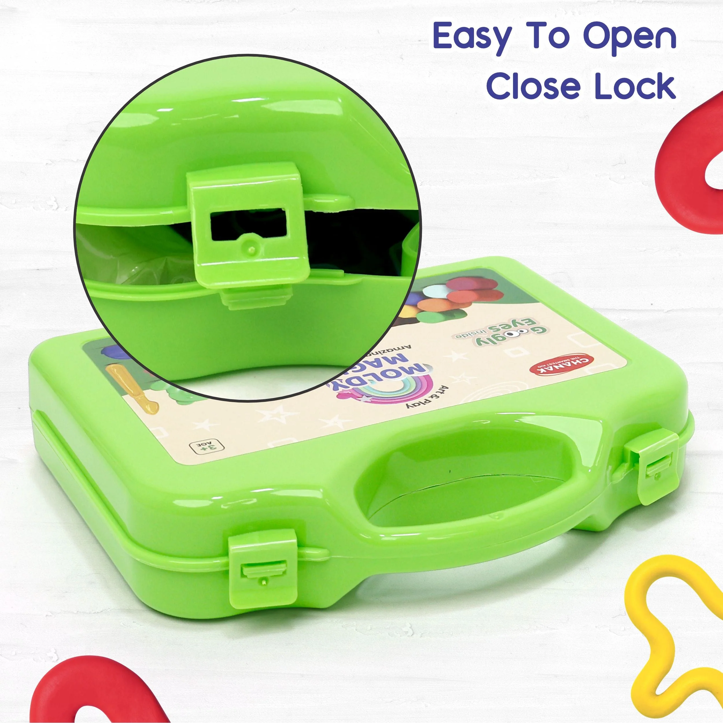 Chanak Play Dough Set for Kids 3+ Years | 10 Colour Non-Toxic Dough with Sculpting Tools & Foldable Suitcase – BIS Approved (Green) - Image 5
