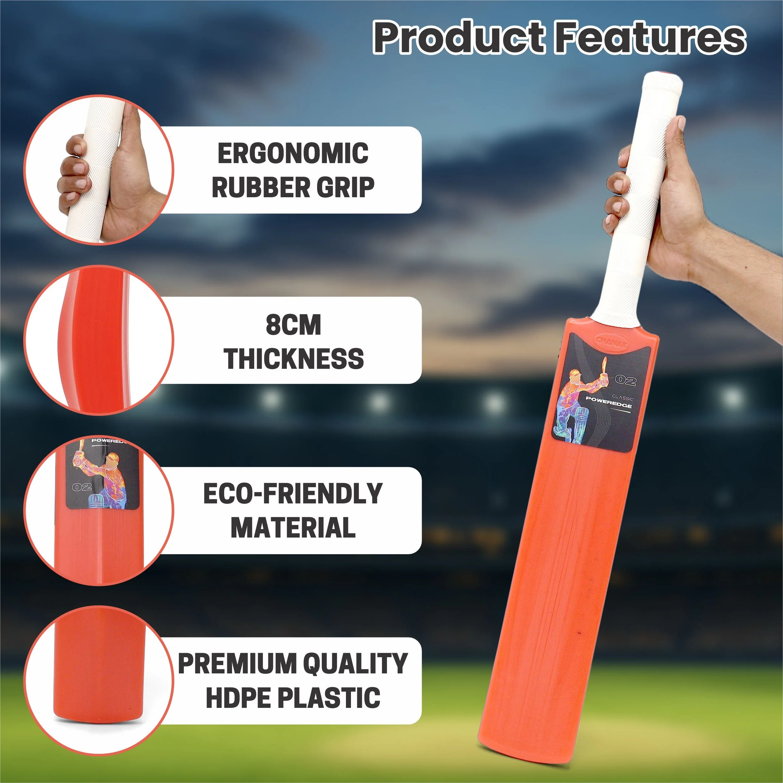 Chanak Small Cricket Turf Bat for Kids 5+ Years | 25.5 Inch Indoor & Outdoor Cricket Bat – BIS Approved (Orange) - Image 5