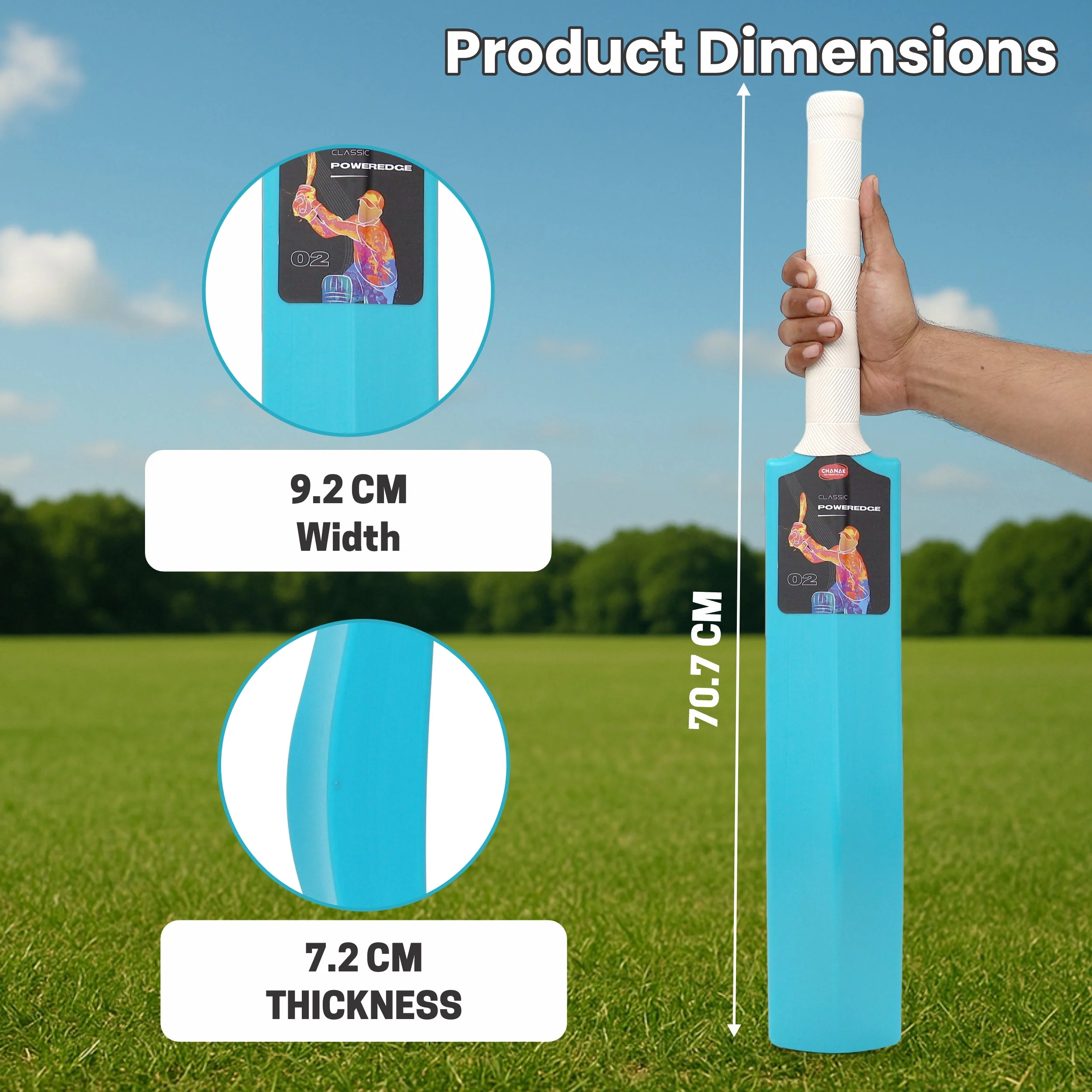 Chanak Big Cricket Turf Bat for Kids 5+ Years | 27.8 Inch Indoor & Outdoor Cricket Bat – BIS Approved (Blue) - Image 2