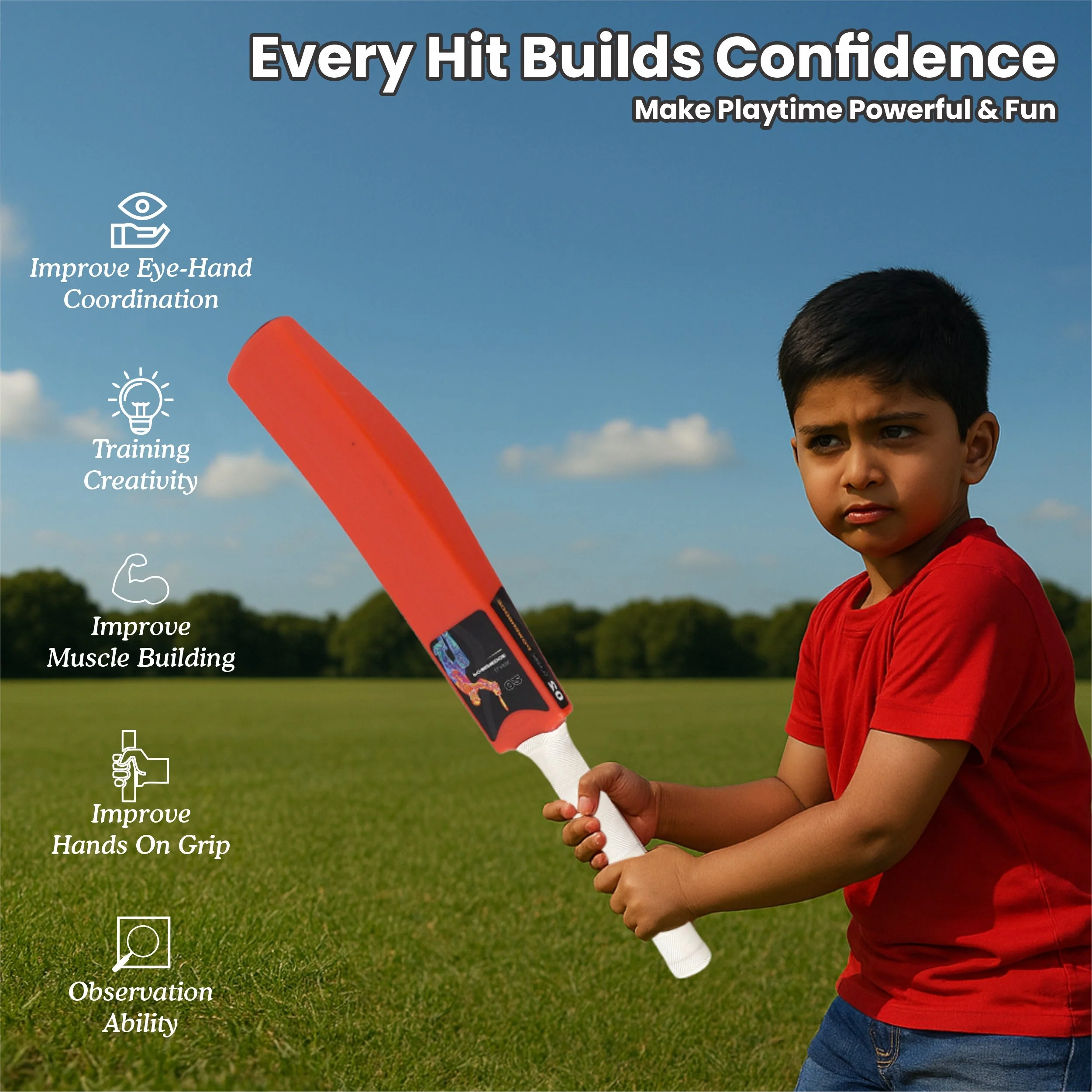 Chanak Big Cricket Turf Bat for Kids 5+ Years | 27.8 Inch Indoor & Outdoor Cricket Bat – BIS Approved (Orange) - Image 6