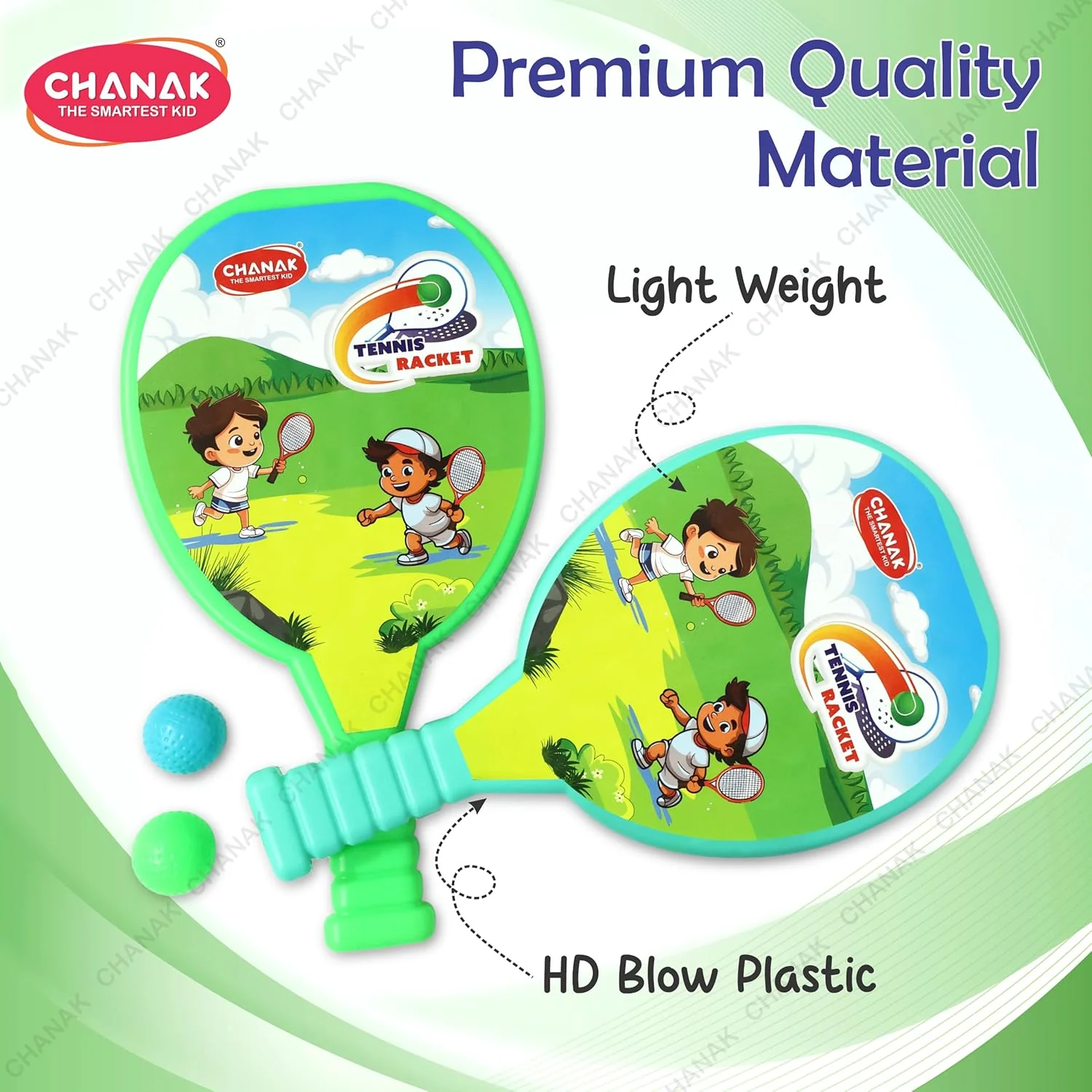 Chanak Tennis Racket Set for Kids 3+ Years | 2 Lightweight Rackets & 2 Balls, Indoor & Outdoor Play – BIS Approved - Image 3