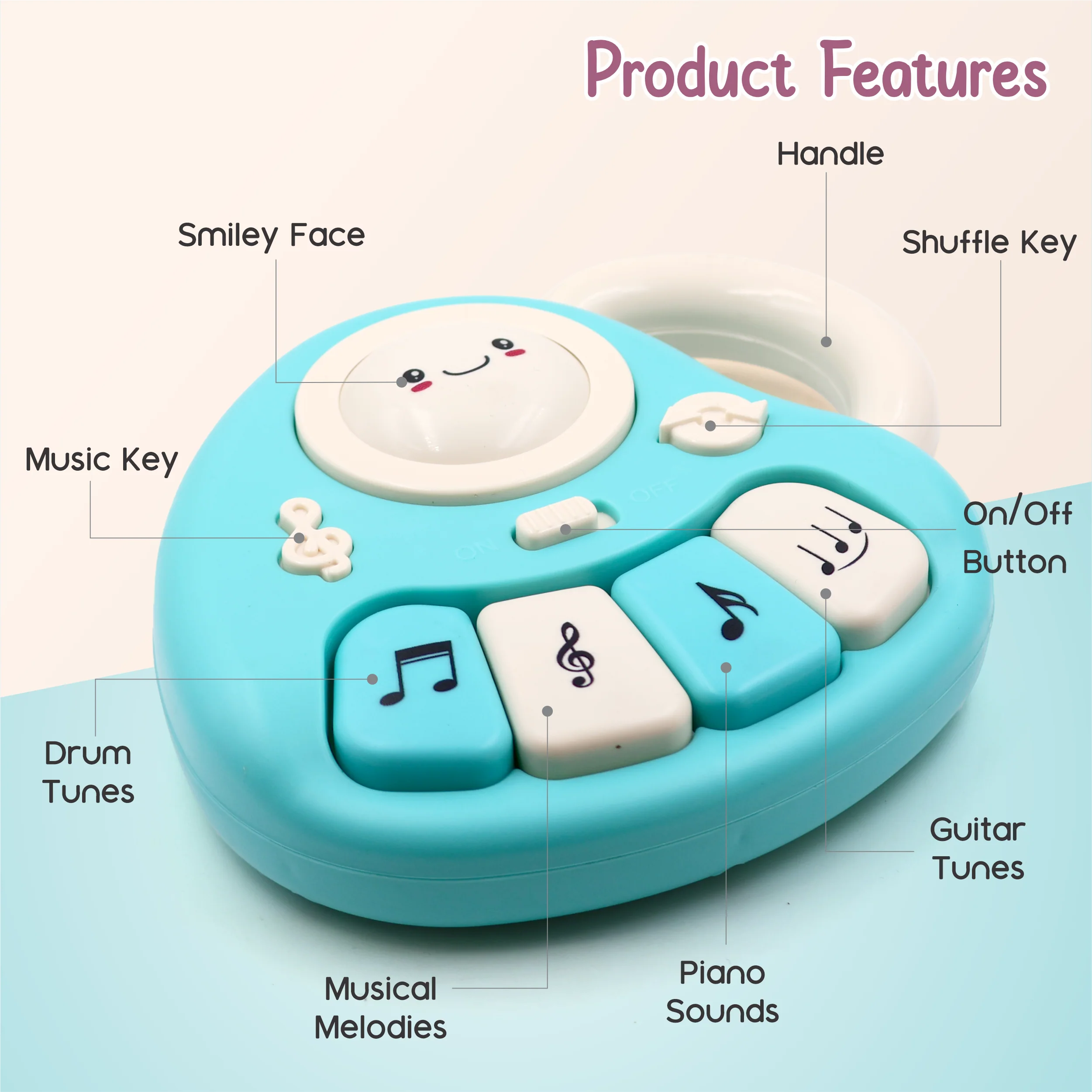 Chanak Baby Piano Musical Toy for 6-12 Months | 4 Keys, 31 Melodies with Flashing Lights – BIS Approved (Blue/White) - Image 6