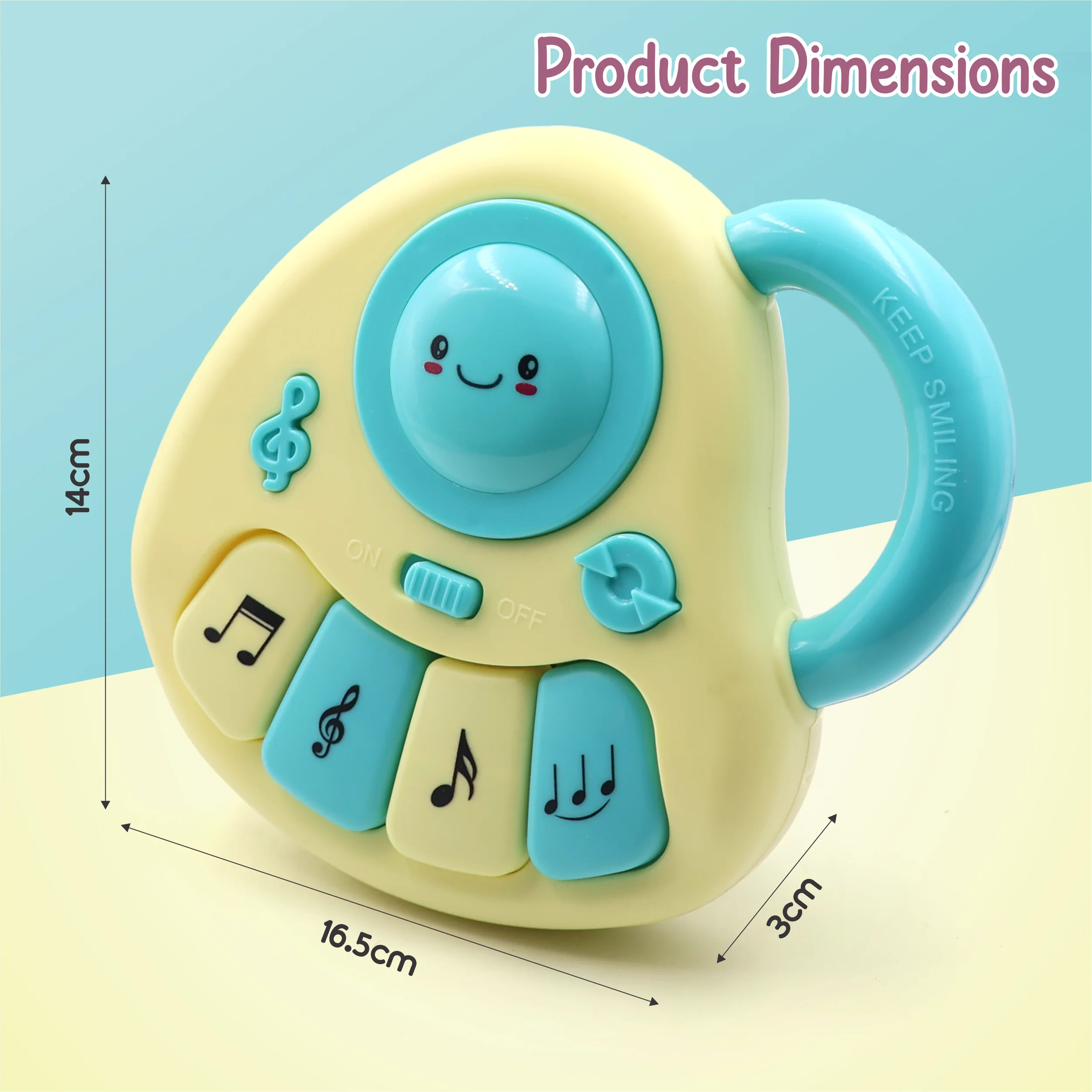 Chanak Baby Piano Musical Toy for 6-12 Months | 4 Keys, 31 Melodies with Flashing Lights – BIS Approved (Yellow/Blue) - Image 4