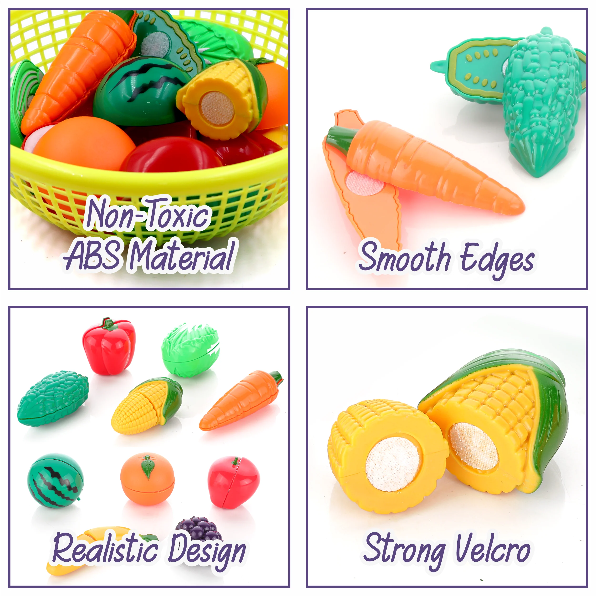 Chanak Fruit & Vegetable Cutting Toy Set for Kids | Combo Basket with Chopper Board & Knife – BIS Approved (Yellow) - Image 5
