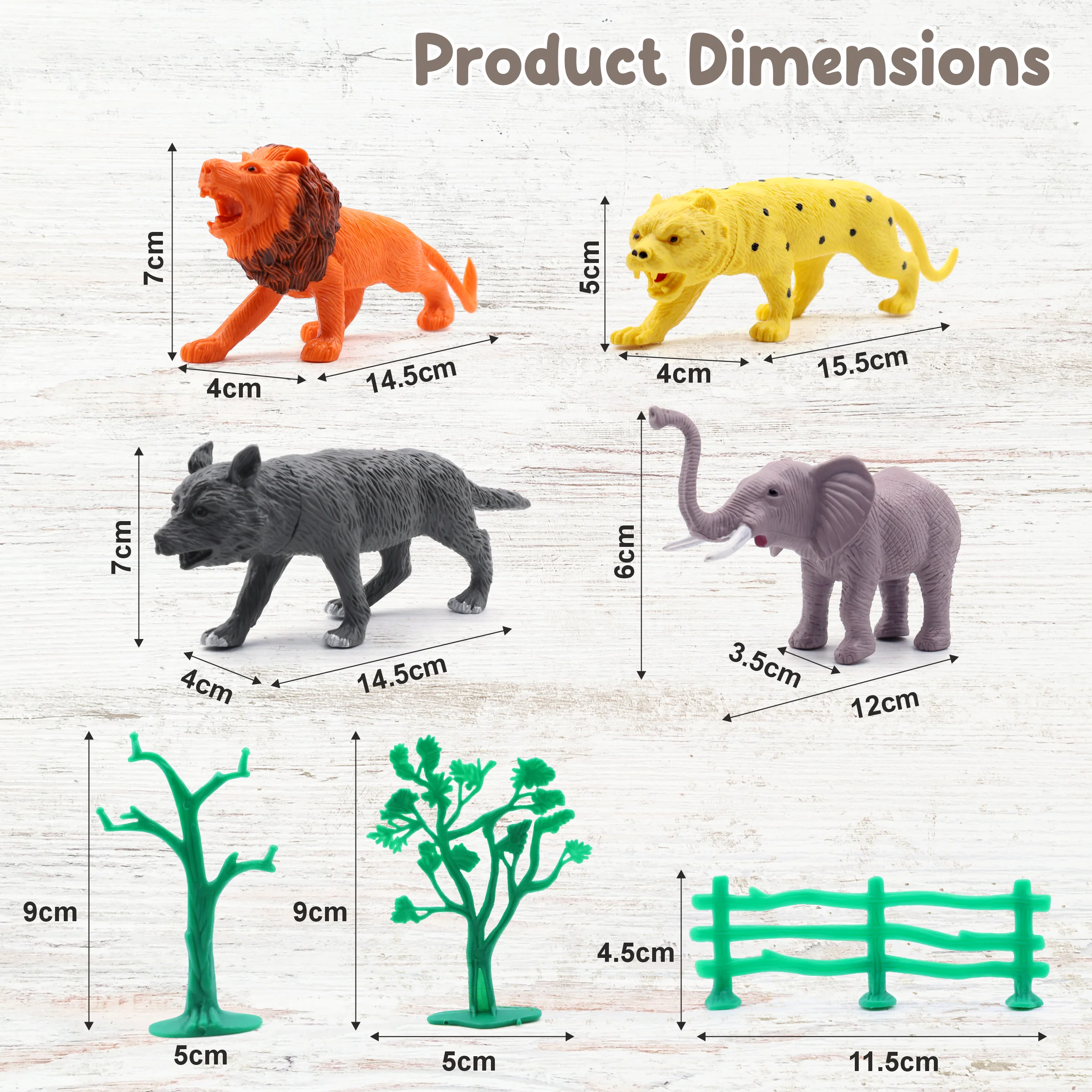 Chanak Wild Animal Toy Set with Tree & Fence for Kids 3+ Years | 15 Pcs Realistic Plastic Animals – BIS Approved - Image 6